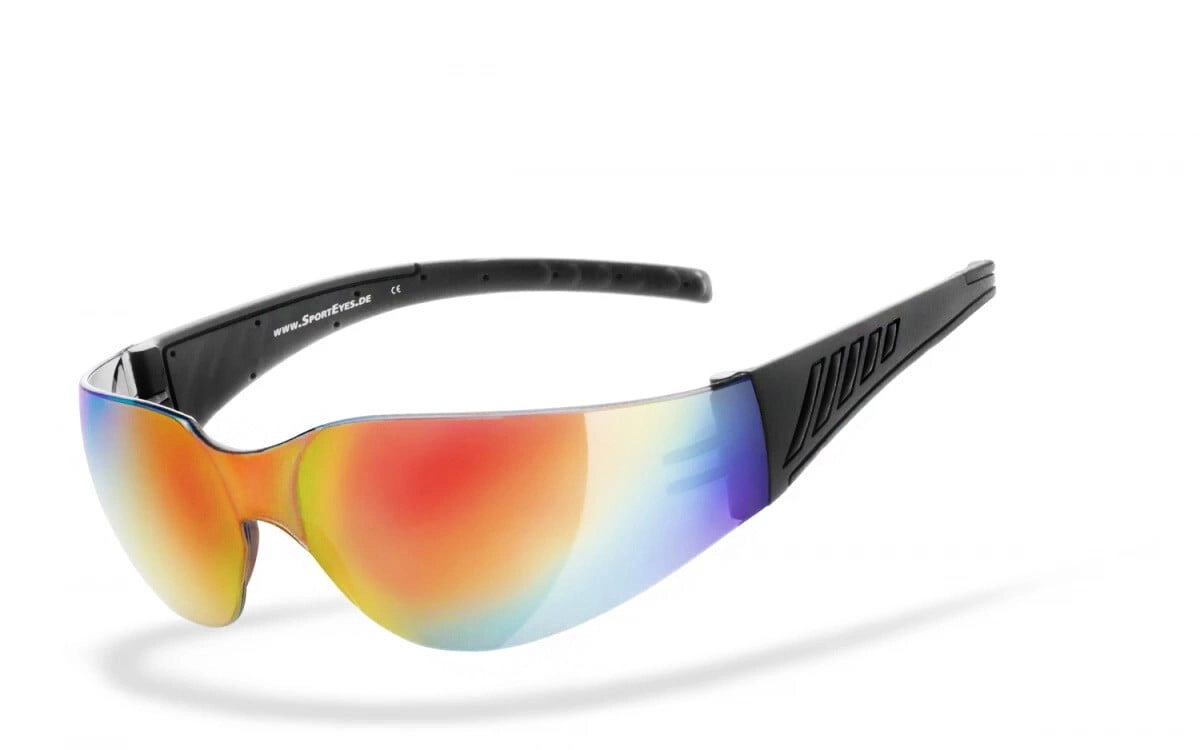 Anfertigung in Deiner individuellen Sehstärke möglich, Verspiegelte Sportbrille, Sonnenbrille, Besonders ergonomische Passform, Steinschlagbeständig durch Kunststoff-Sicherheitsglas, HLT® Qualitätsglä