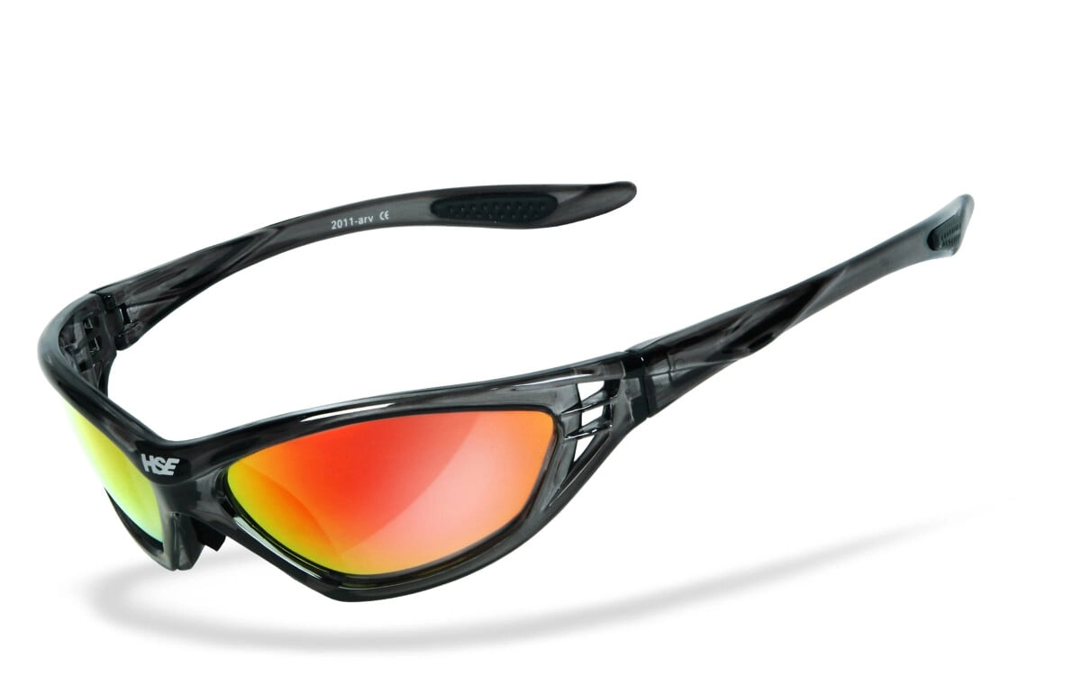 Anfertigung in Deiner individuellen Sehstärke möglich, Verspiegelte Sportbrille, Sonnenbrille, Besonders ergonomische Passform, Steinschlagbeständig durch Kunststoff-Sicherheitsglas, HLT® Qualitätsglä