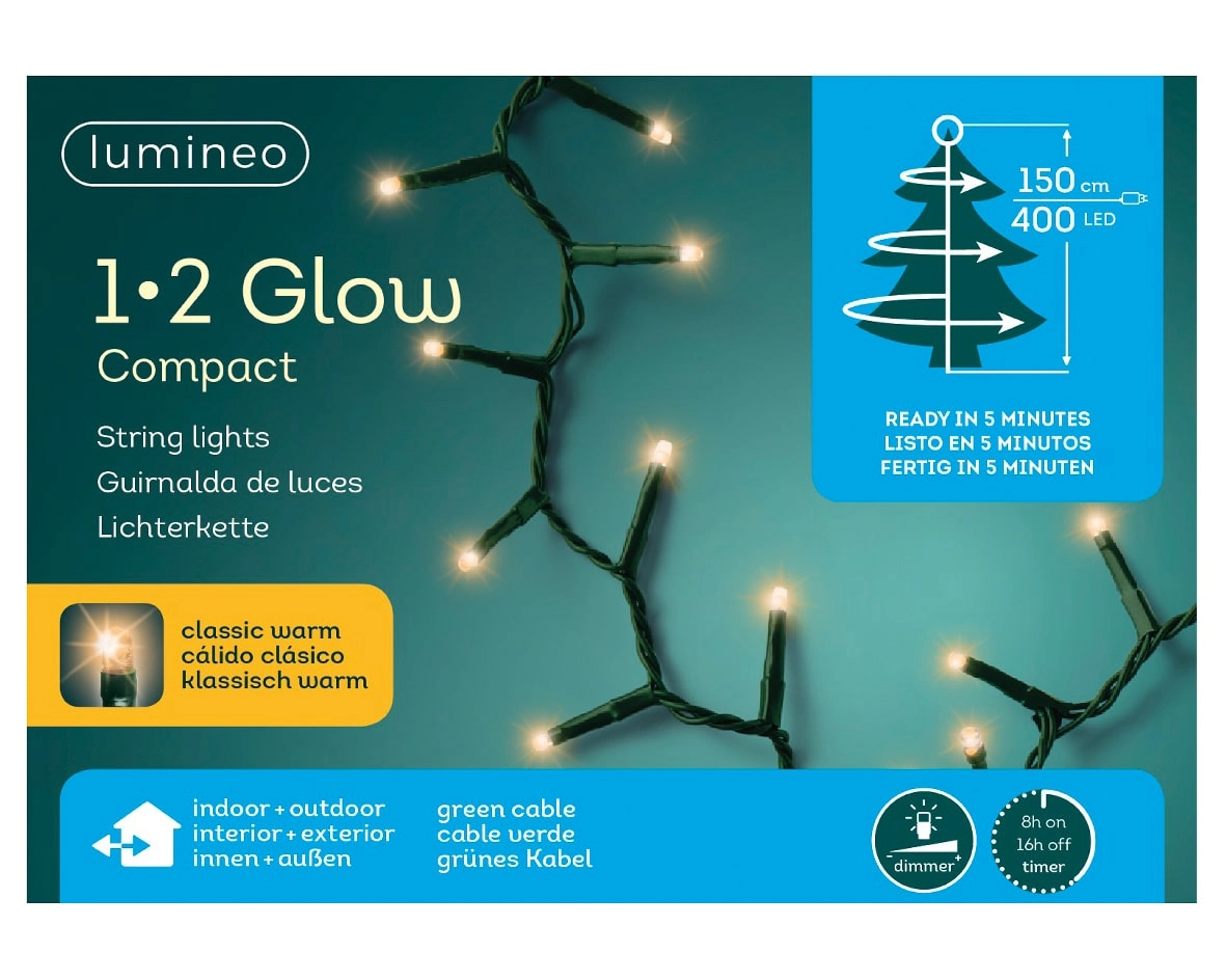 Lichterkette 1-2 Glow Compact 400 LED 1,5 m klassisch warm, grünes Kabel