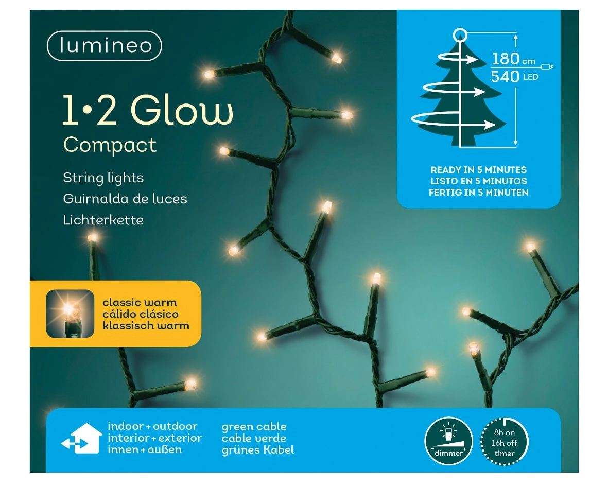 Lichterkette 1-2 Glow Compact 540 LED 1,8 m klassisch warm, grünes Kabel