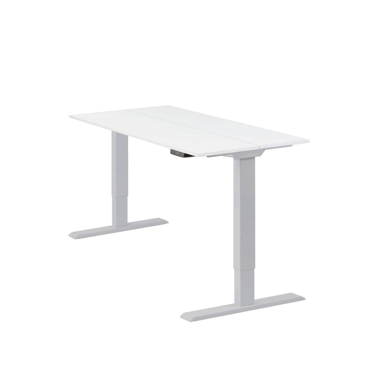 Höhenverstellbarer Schreibtisch "Homedesk Eco", Silber, Tischplatte 110 x 60 cm weiß, elektrisch stufenlos höhenverstellbar, Stehschreibtisch, Tischgestell