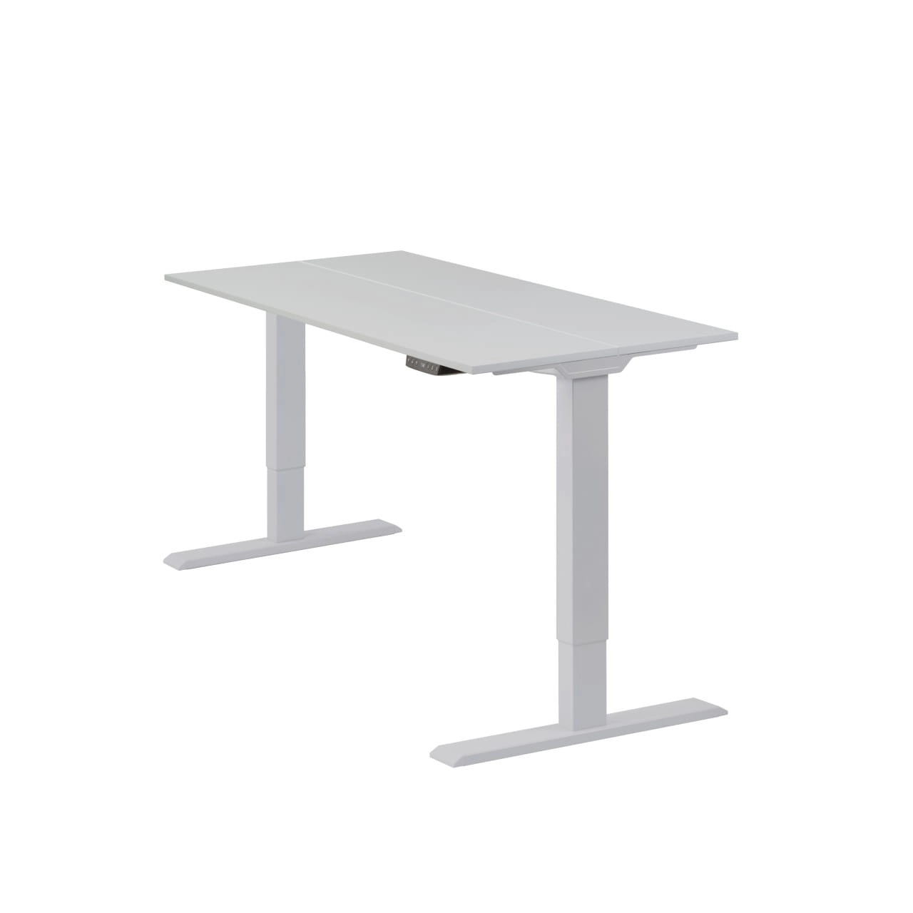 Höhenverstellbarer Schreibtisch "Homedesk Eco", Silber, Tischplatte 110 x 60 cm lichtgrau, elektrisch stufenlos höhenverstellbar, Stehschreibtisch, Tischgestell