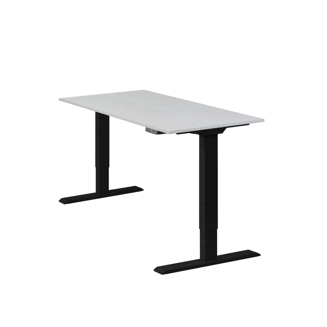 Höhenverstellbarer Schreibtisch "Homedesk Eco", Schwarz, Tischplatte 110 x 60 cm lichtgrau, elektrisch stufenlos höhenverstellbar, Stehschreibtisch, Tischgestell