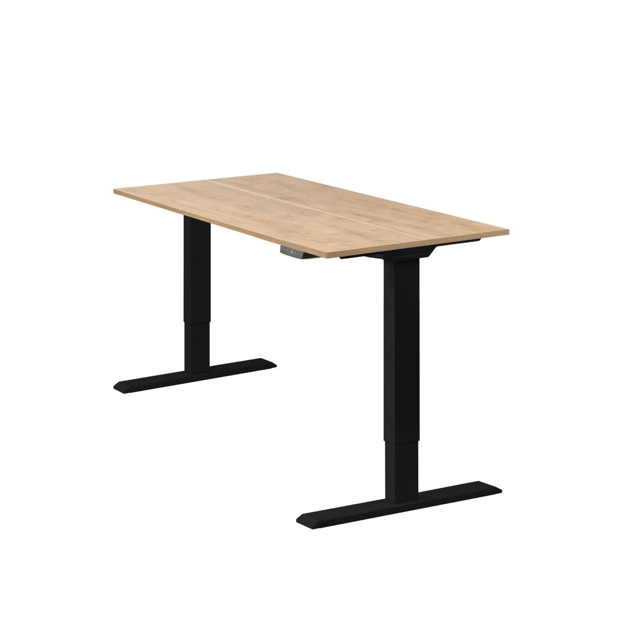 Höhenverstellbarer Schreibtisch "Homedesk Eco", Schwarz, Tischplatte 110 x 60 cm Wildeiche, elektrisch stufenlos höhenverstellbar, Stehschreibtisch, Tischgestell