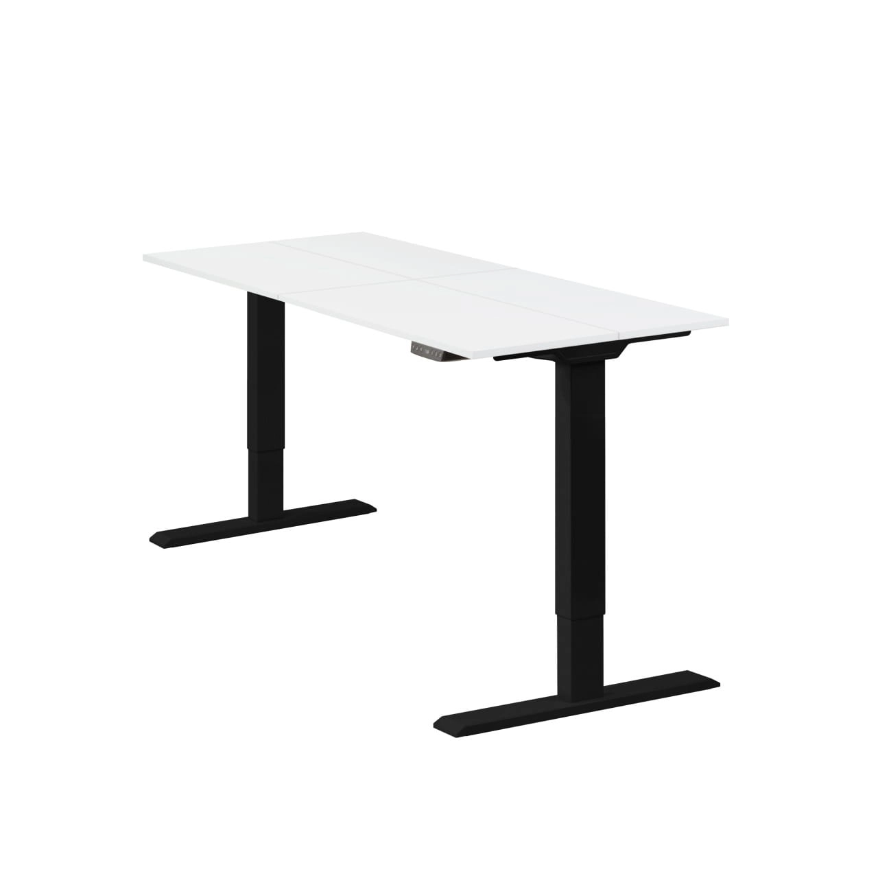 Höhenverstellbarer Schreibtisch "Homedesk Eco", Schwarz, Tischplatte 130 x 60 cm weiß, elektrisch stufenlos höhenverstellbar, Stehschreibtisch, Tischgestell