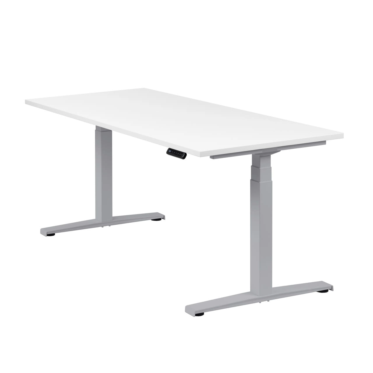 Höhenverstellbarer Schreibtisch "Basic Line", silber, Tischplatte 180 x 80 cm weiß, elektrisch höhenverstellbar, Stehschreibtisch, Tischgestell