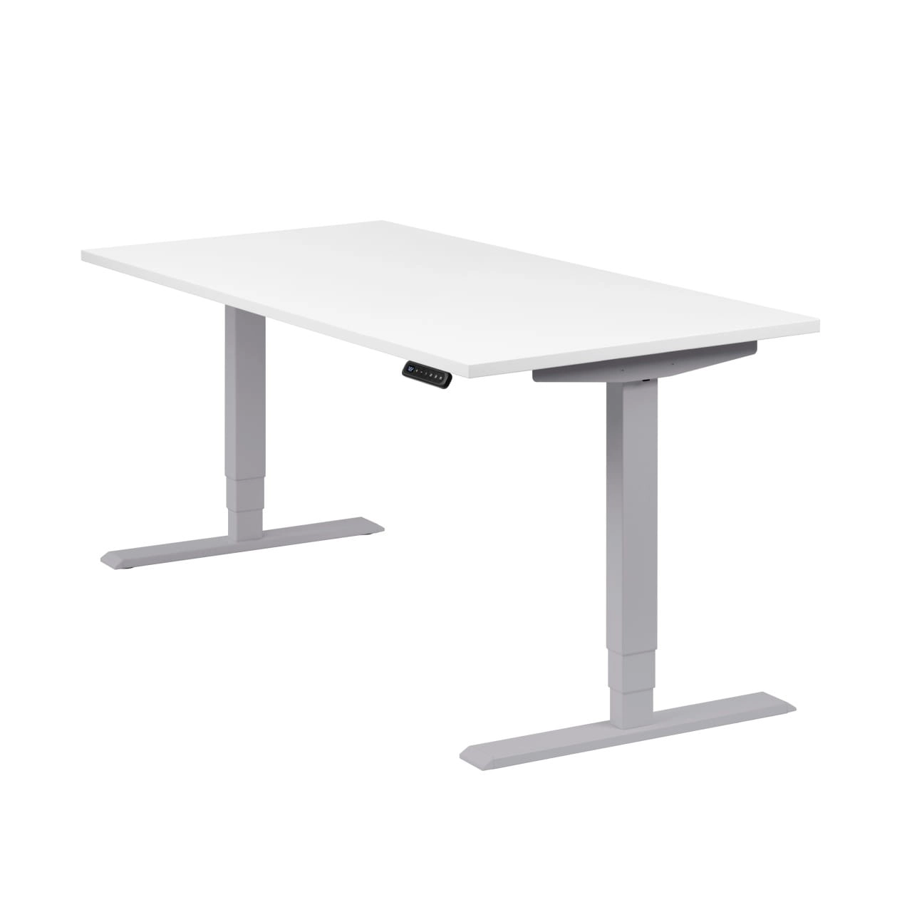 Höhenverstellbarer Schreibtisch "Homedesk", silber, Tischplatte 160 x 80 cm weiß, elektrisch höhenverstellbar, Stehschreibtisch, Tischgestell