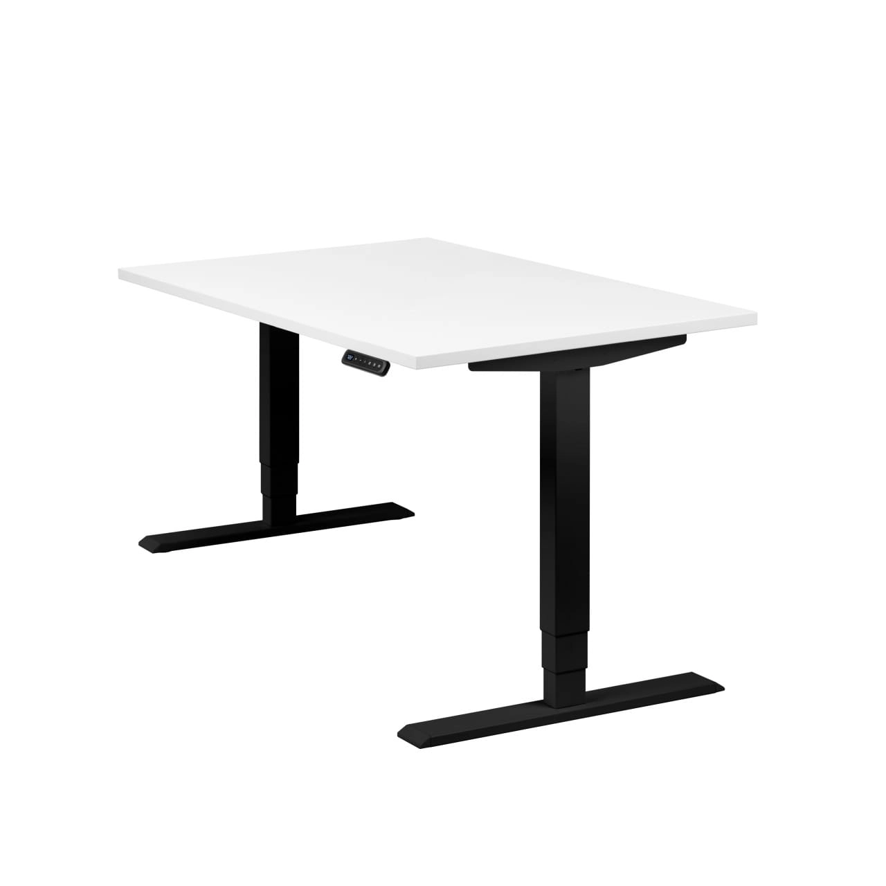 Höhenverstellbarer Schreibtisch "Homedesk", schwarz, Tischplatte 120 x 80 cm weiß, elektrisch höhenverstellbar, Stehschreibtisch, Tischgestell