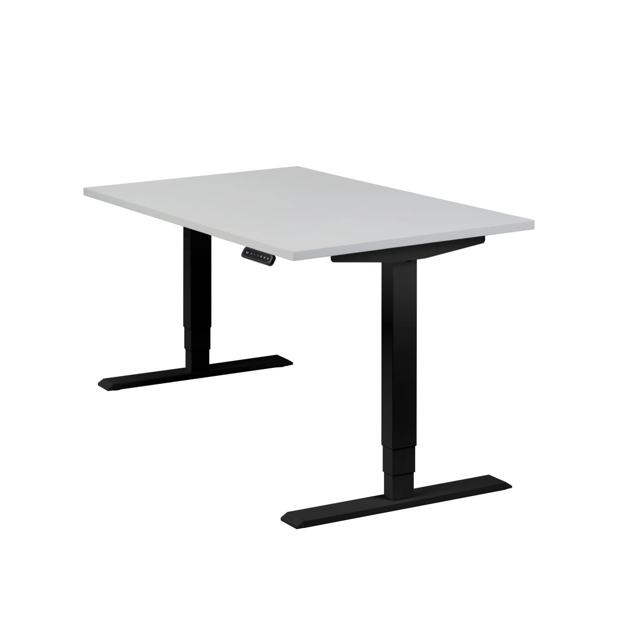 Höhenverstellbarer Schreibtisch "Homedesk", schwarz, Tischplatte 120 x 80 cm lichtgrau, elektrisch höhenverstellbar, Stehschreibtisch, Tischgestell