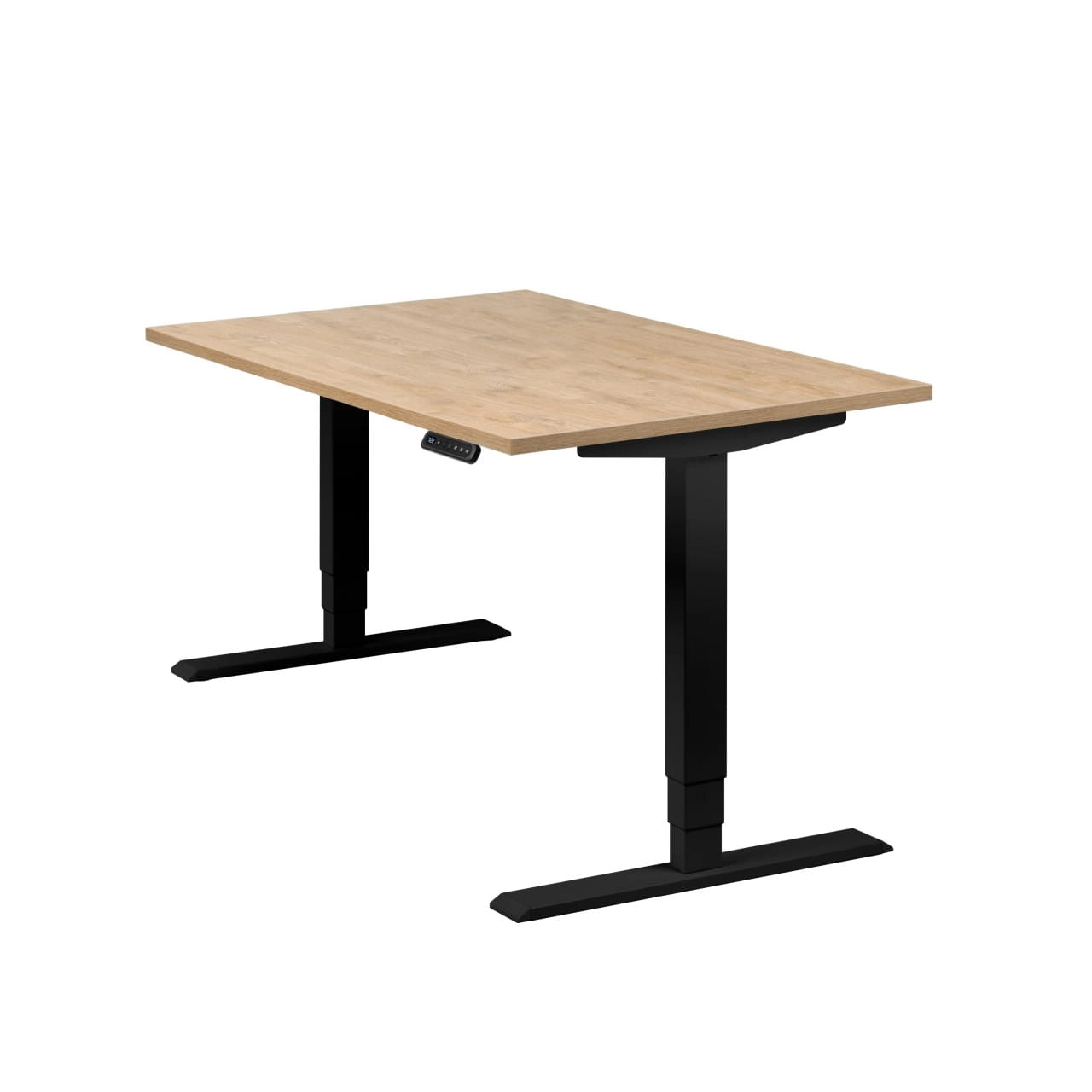 Höhenverstellbarer Schreibtisch "Homedesk", schwarz, Tischplatte 120 x 80 cm Wildeiche, elektrisch höhenverstellbar, Stehschreibtisch, Tischgestell