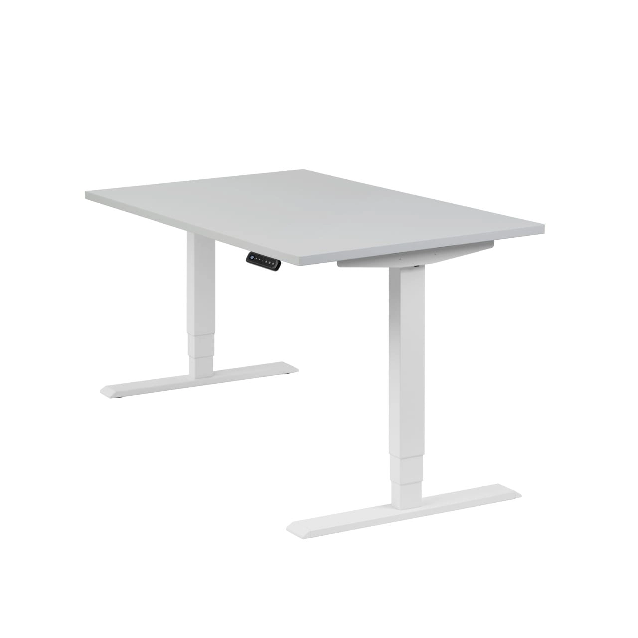 Höhenverstellbarer Schreibtisch "Homedesk", weiß, Tischplatte 120 x 80 cm lichtgrau, elektrisch höhenverstellbar, Stehschreibtisch, Tischgestell