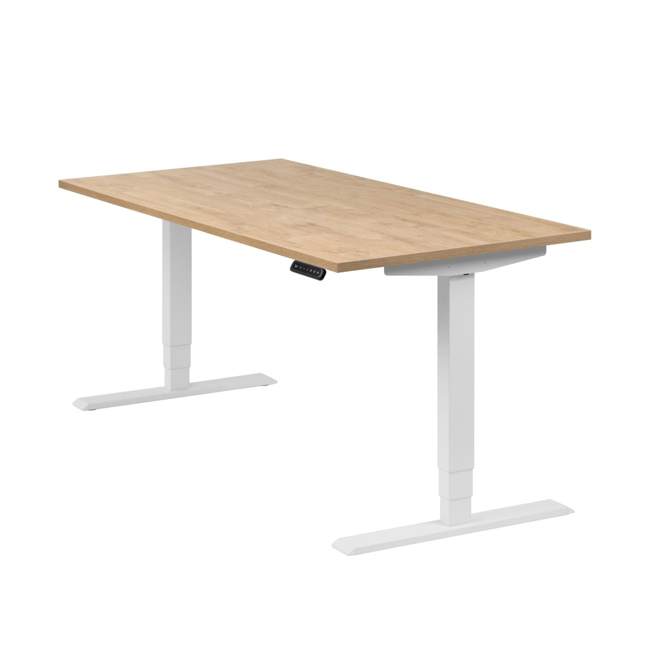 Höhenverstellbarer Schreibtisch "Homedesk", weiß, Tischplatte 160 x 80 cm Wildeiche, elektrisch höhenverstellbar, Stehschreibtisch, Tischgestell