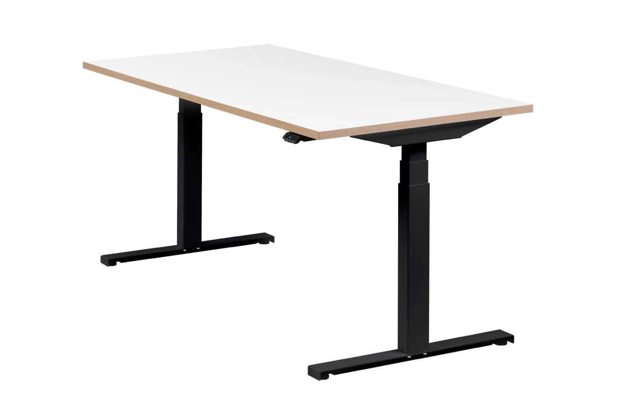 Höhenverstellbarer Schreibtisch "Easydesk", schwarz, Tischplatte 160 x 80 cm weiß, elektrisch höhenverstellbar, Stehschreibtisch, Tischgestell