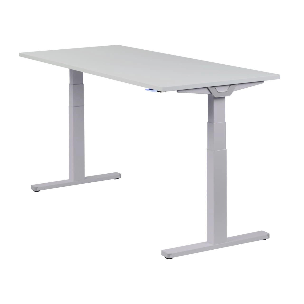 Höhenverstellbarer Schreibtisch "Premium Line", silber, Tischplatte 180 x 80 cm lichtgrau, elektrisch höhenverstellbar, Stehschreibtisch, Tischgestell