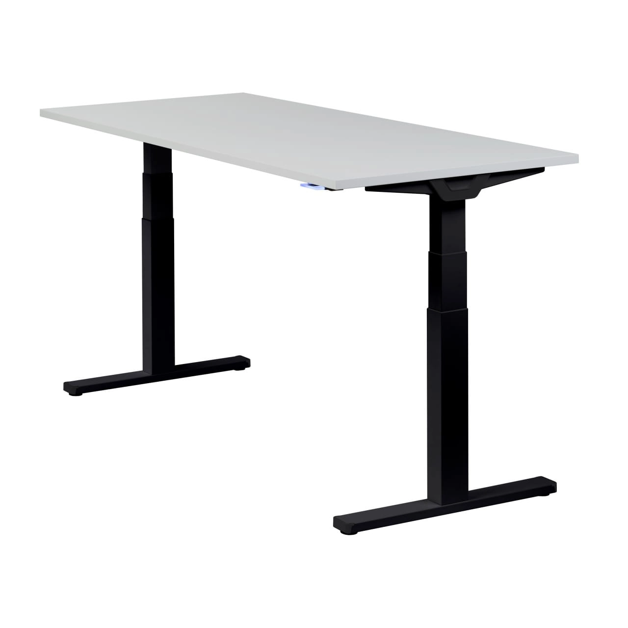 Höhenverstellbarer Schreibtisch "Premium Line", schwarz, Tischplatte 180 x 80 cm lichtgrau, elektrisch höhenverstellbar, Stehschreibtisch, Tischgestell