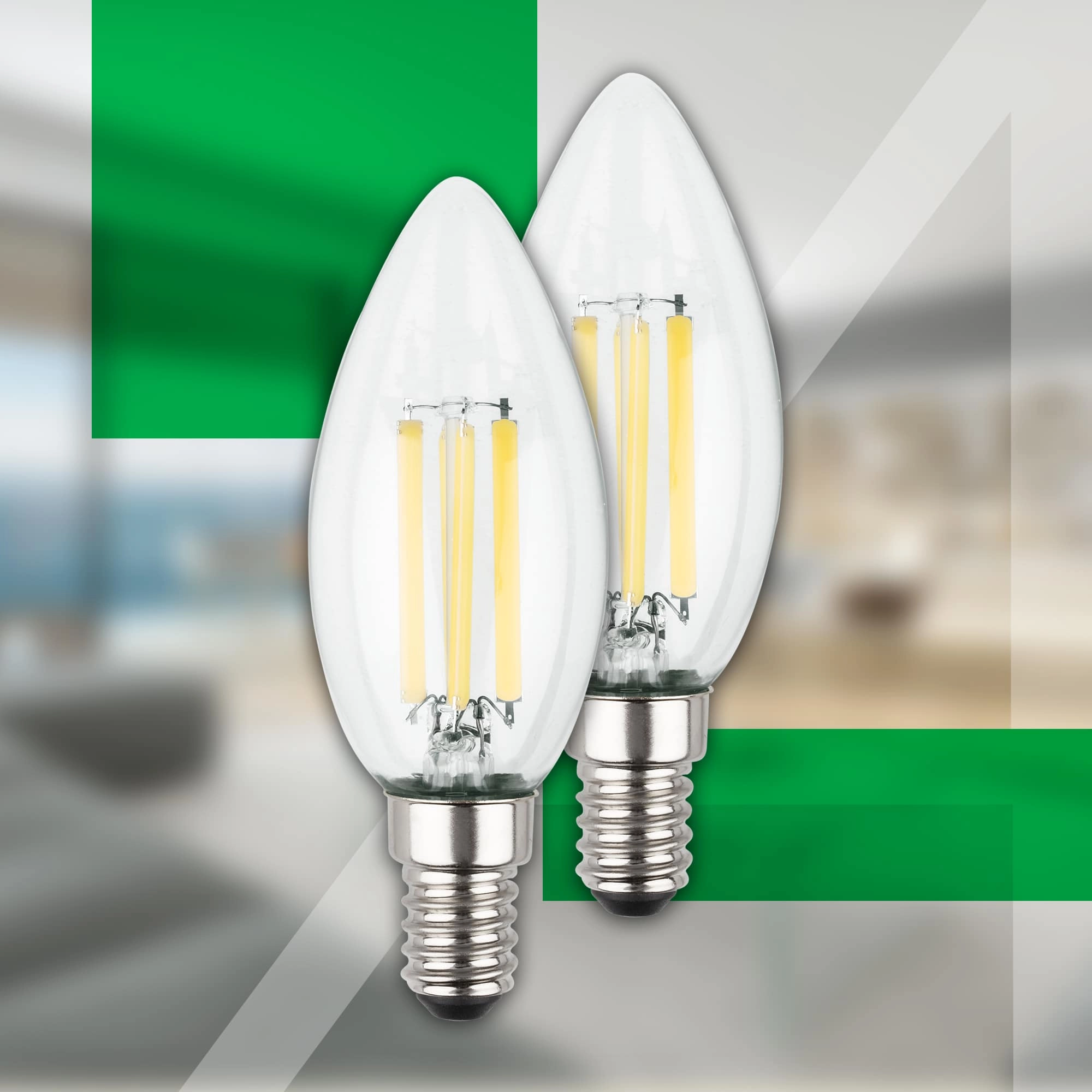 Briloner EEK A 2er Set Filament LED Lampe E14, Warmweißes Licht, Kerze