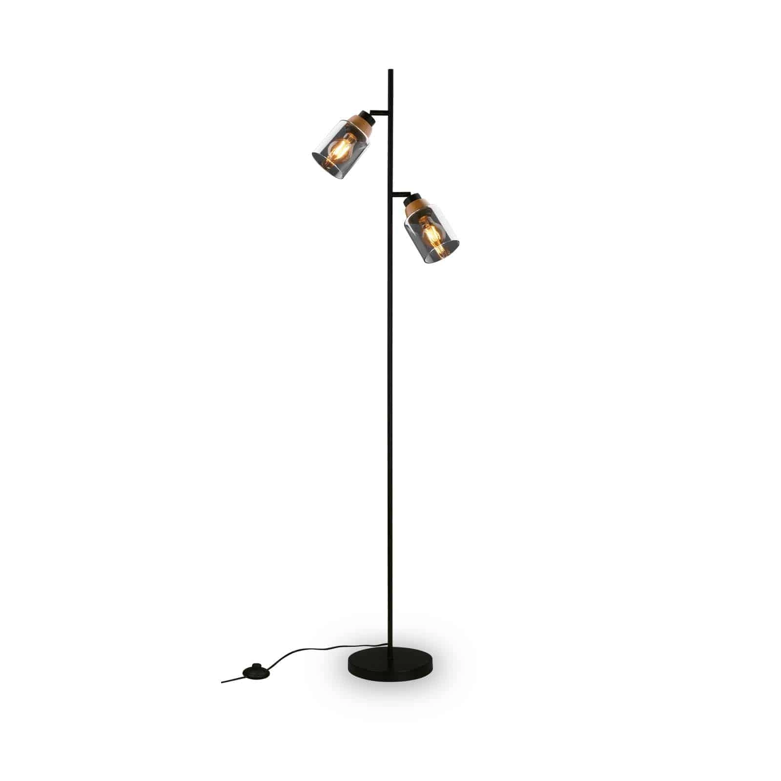Stehleuchte, 150 cm, 2x E27, max. 10W, schwarz