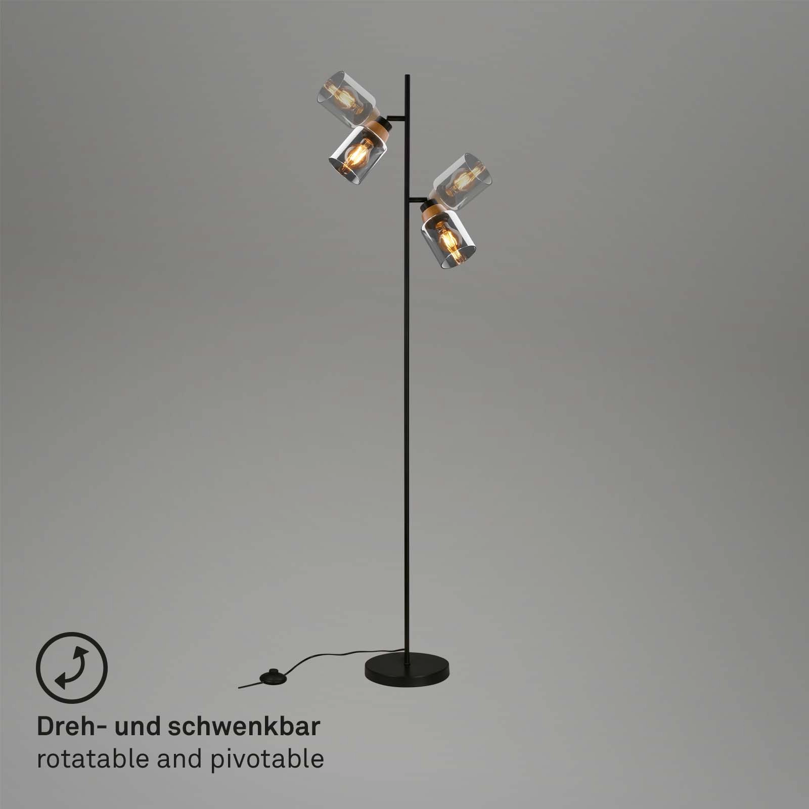Stehleuchte, 150 cm, 2x E27, max. 10W, schwarz