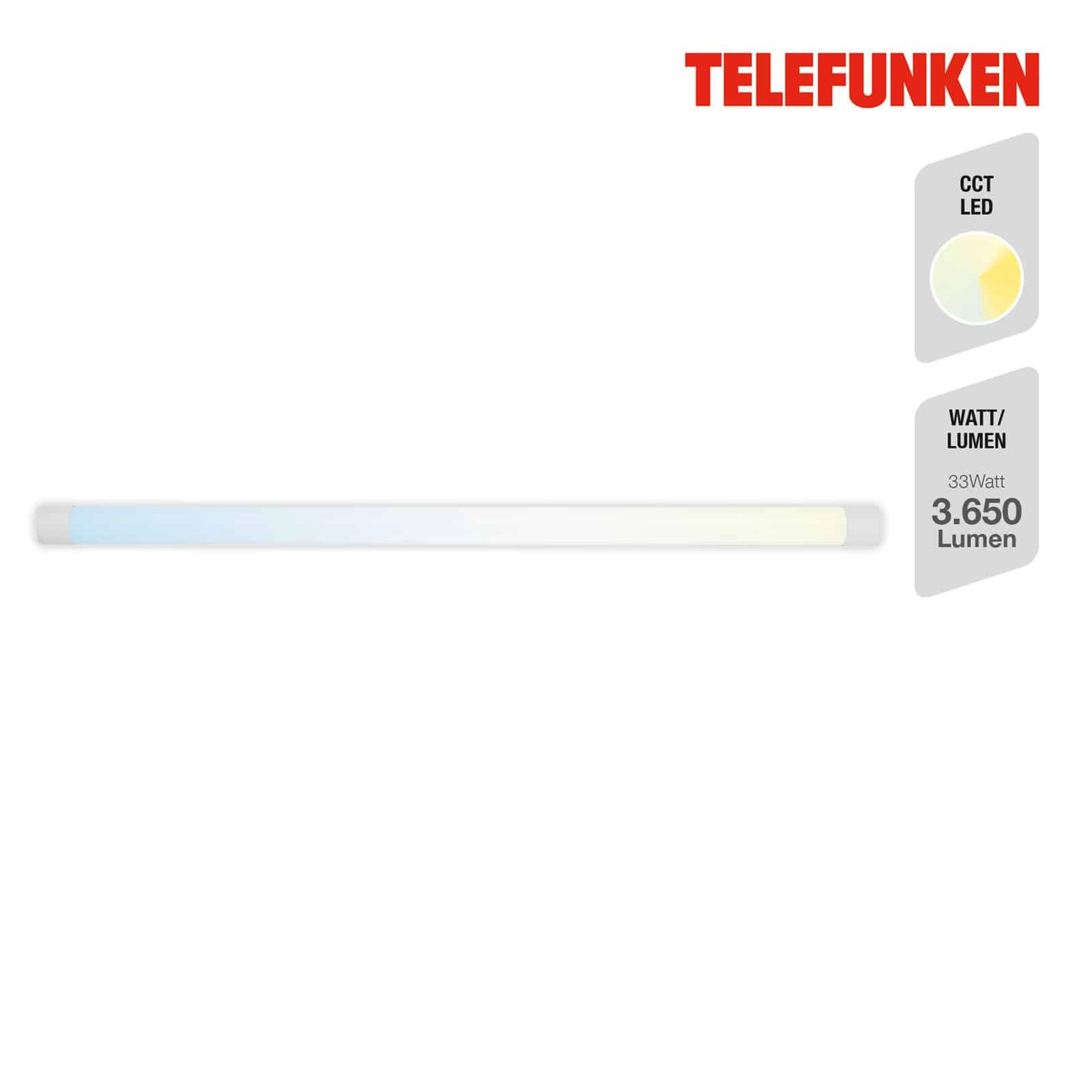 Telefunken CCT Langfeldleuchte, 120 cm, 33 W, 3650 lm, Weiß