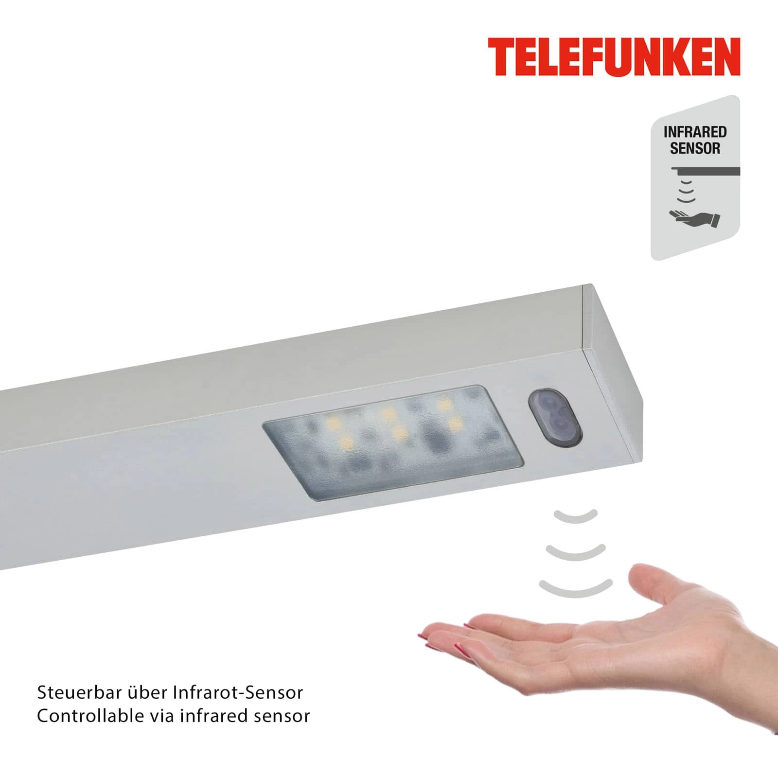 Telefunken 3er Set Sensor Möbelunterbauleuchte, 16 cm, 2,5 W, 180 lm, Aluminium