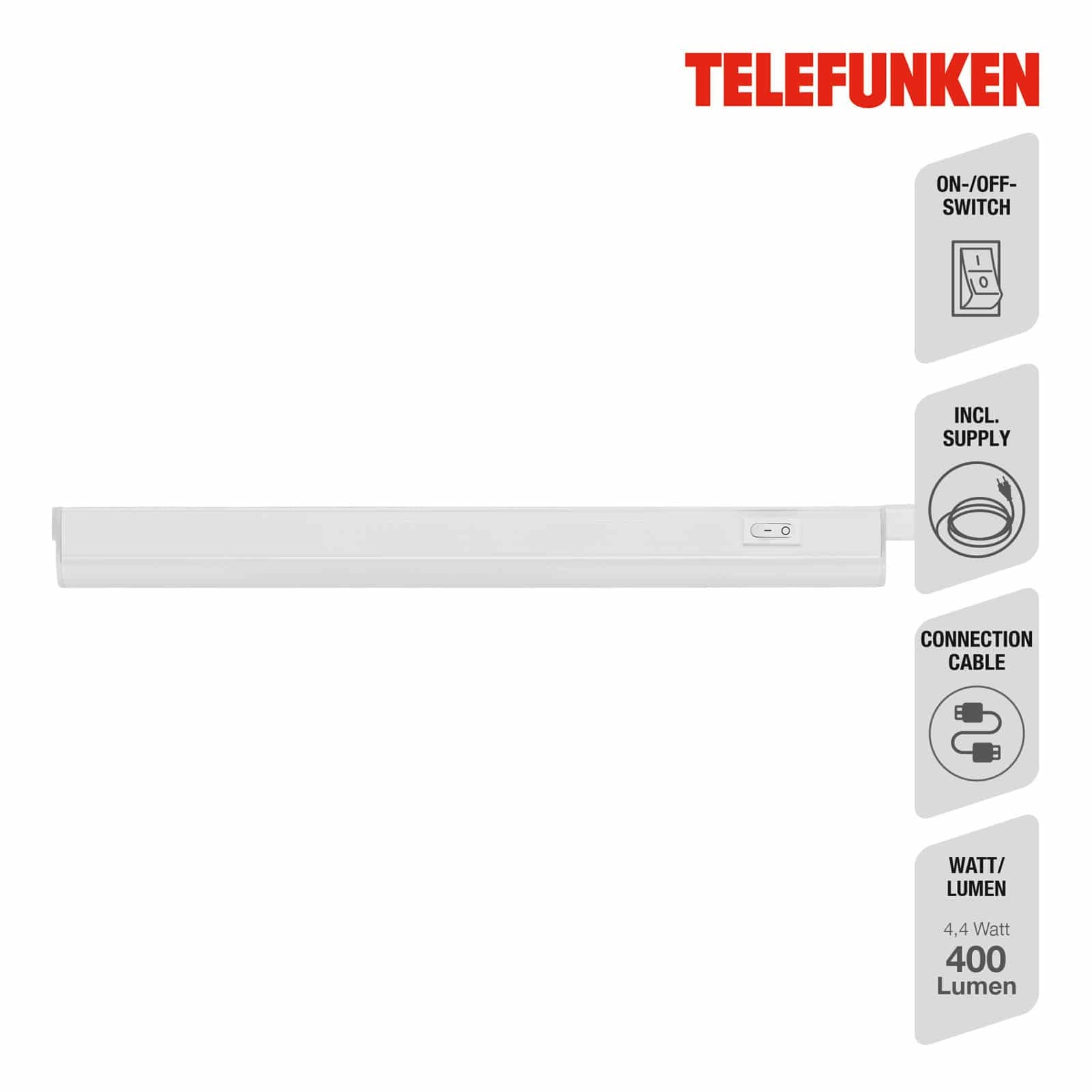 TELEFUNKEN LED Unterbauleuchte 30 cm 4,4W 400lm weiß