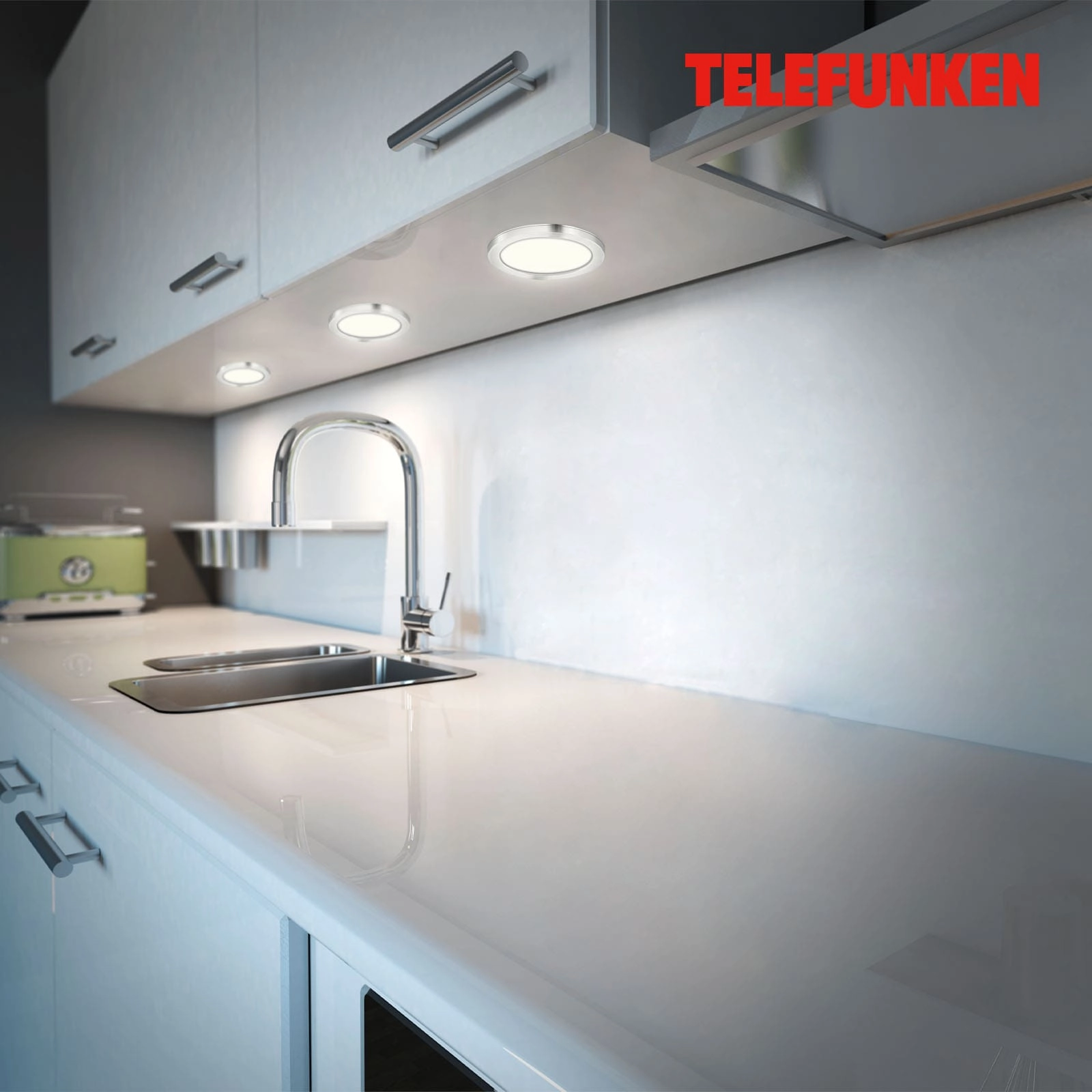 Telefunken 3er Set Unterbauleuchte, Ø 6 cm, 1,8 W, 170 lm, Aluminium