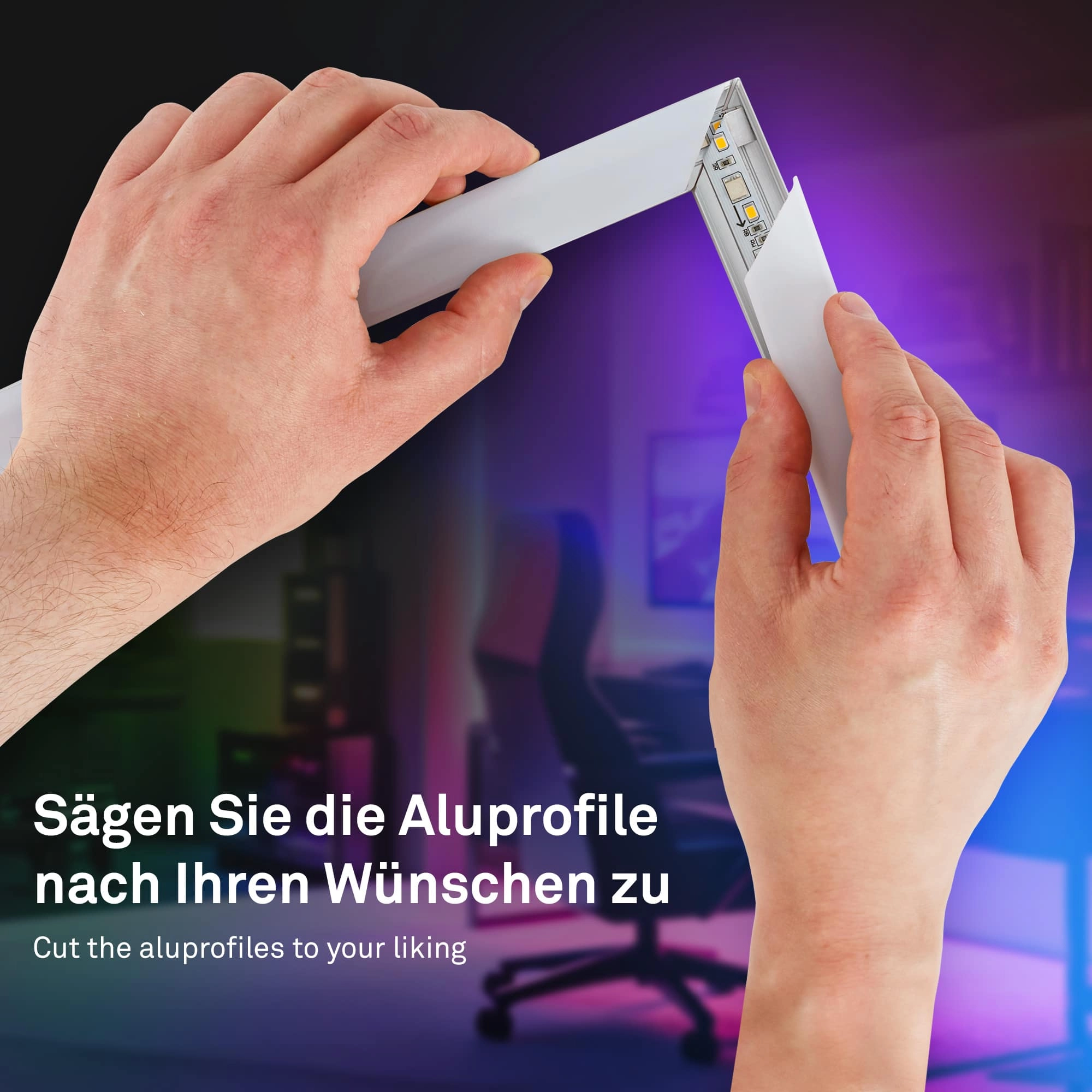 Pimp Your Stripe Aluminiumprofil 1m, Diffusorabdeckung, selbstklebend, schwarz