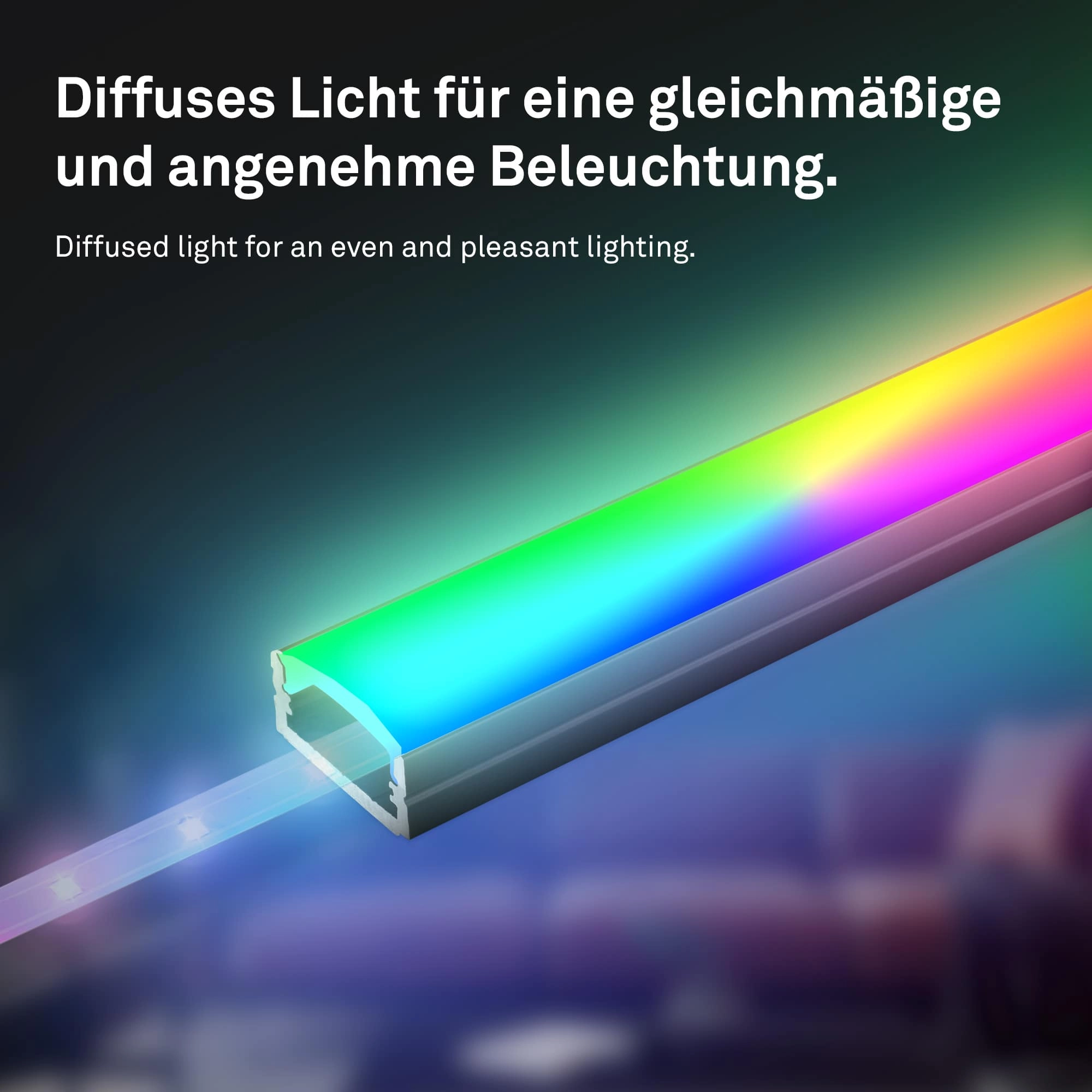 Pimp Your Stripe Aluminiumprofil 1m, Diffusorabdeckung, selbstklebend, schwarz