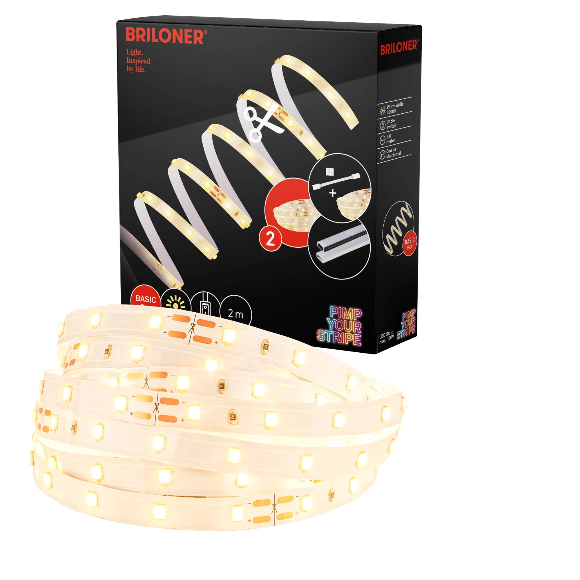 Pimp Your Stripe Starterset LED Strip 2m, Warmweiß, An/Aus