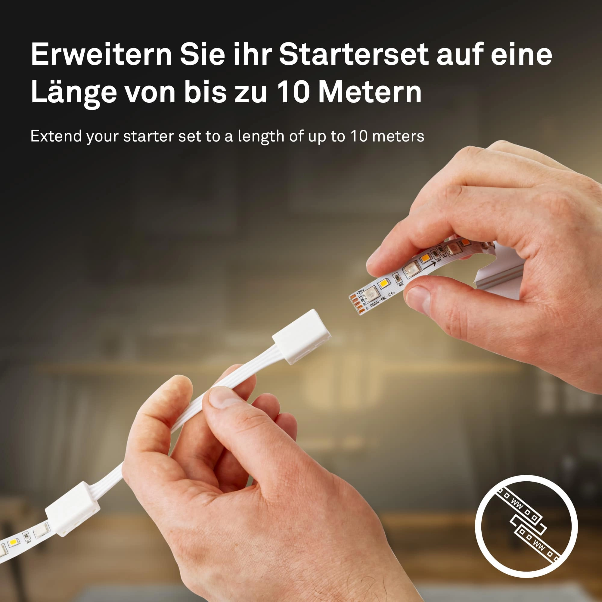 Pimp Your Stripe Starterset LED Strip 2m, Warmweiß, An/Aus