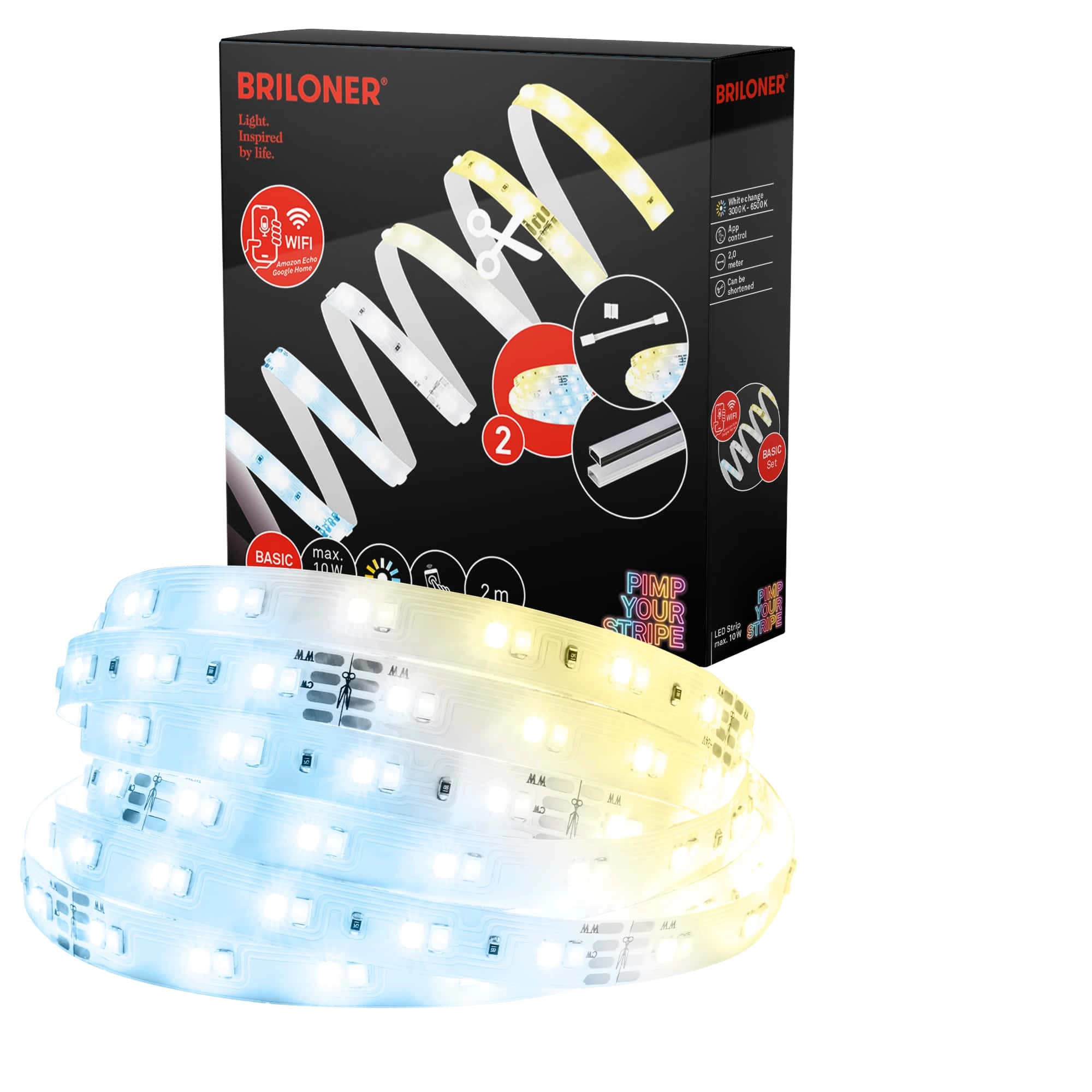 Pimp Your Stripe Starterset LED Strip 2m, WiFi, CCT, Sprachsteuerung