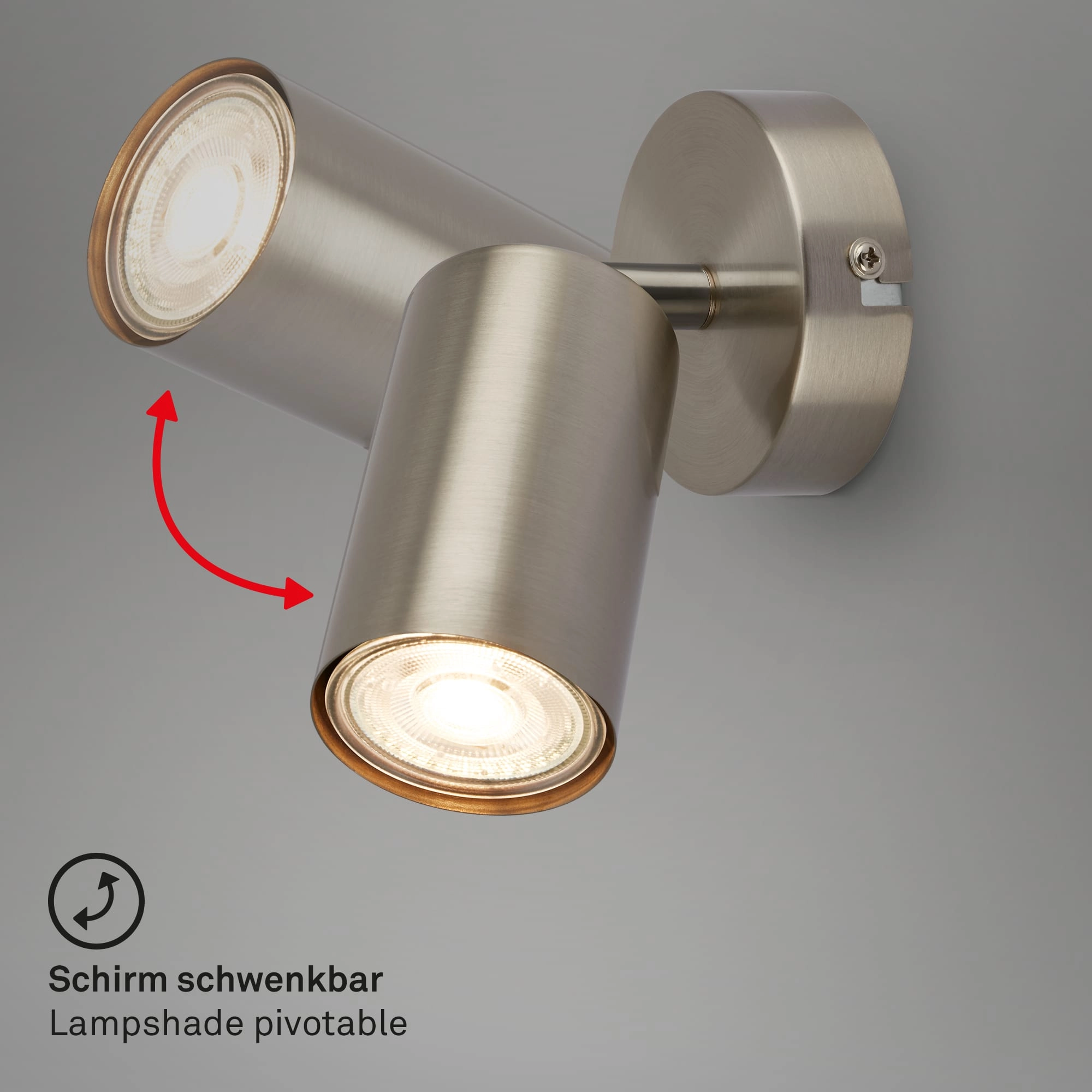 Briloner Tib Wandleuchte innen, Schwenkbar, On/Off via Wandschalter, Silber