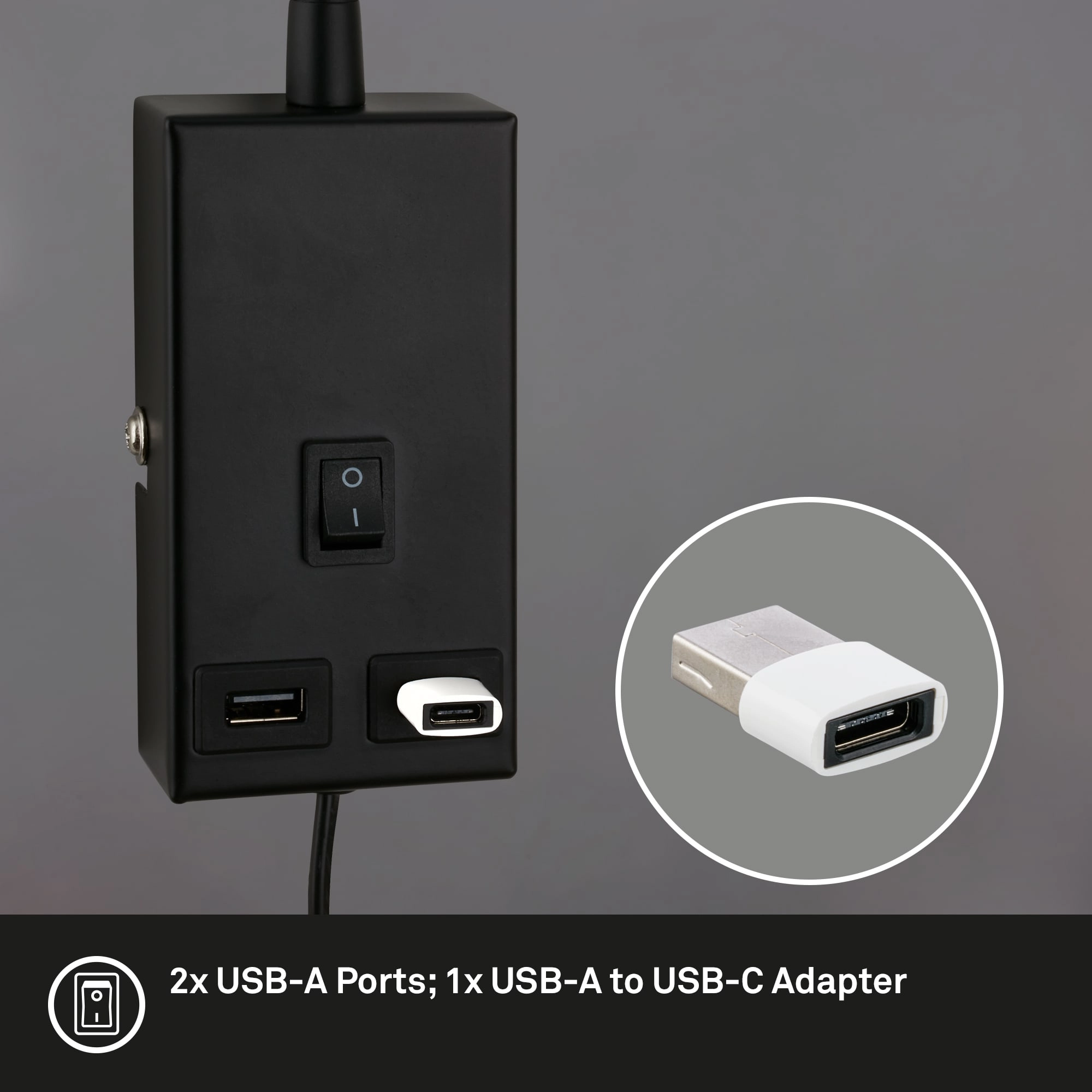 Briloner Justra Leselampe, Schwenkbar, 2 USB Ports, Schwarz