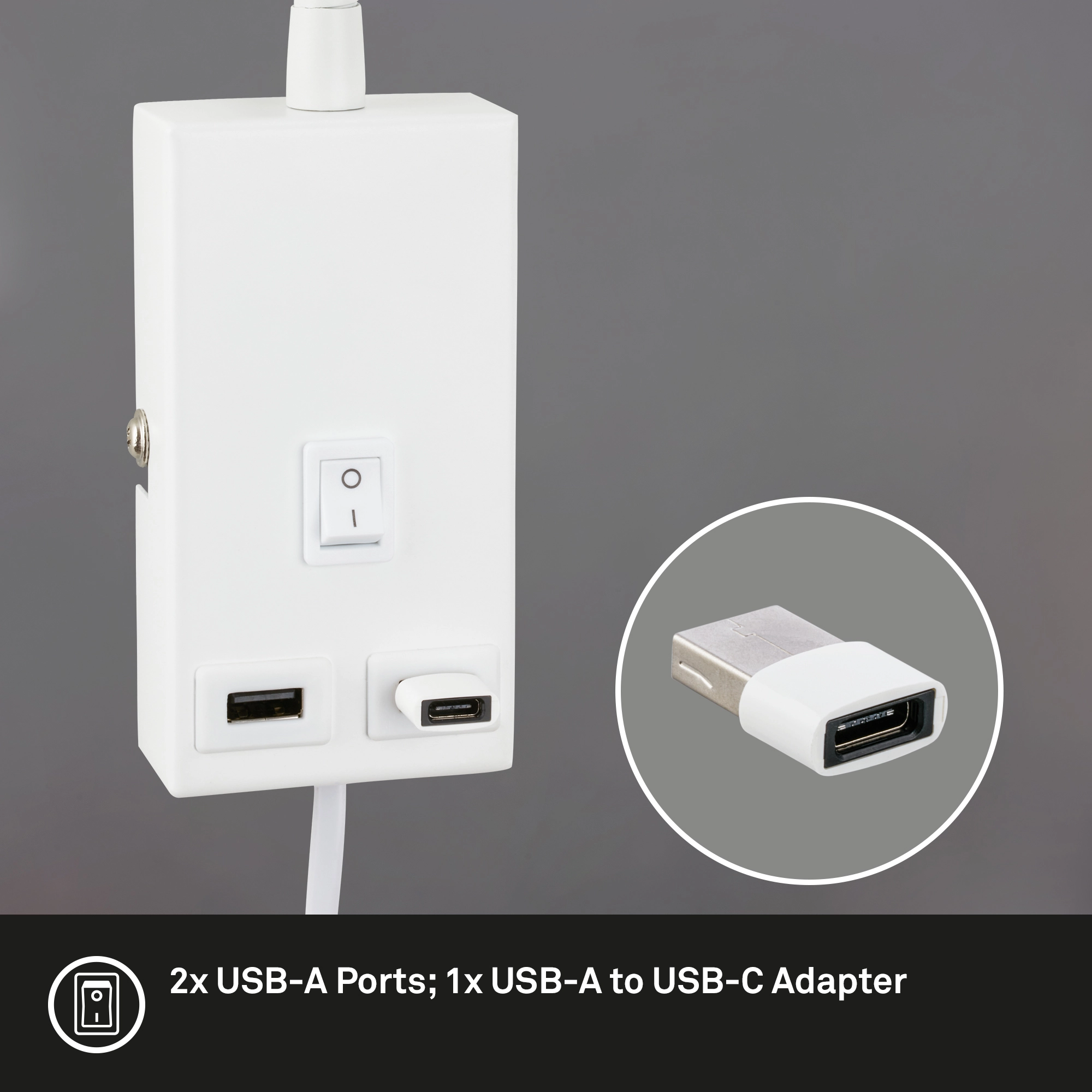 Briloner Justra Leselampe, Schwenkbar, 2 USB Ports, Weiß