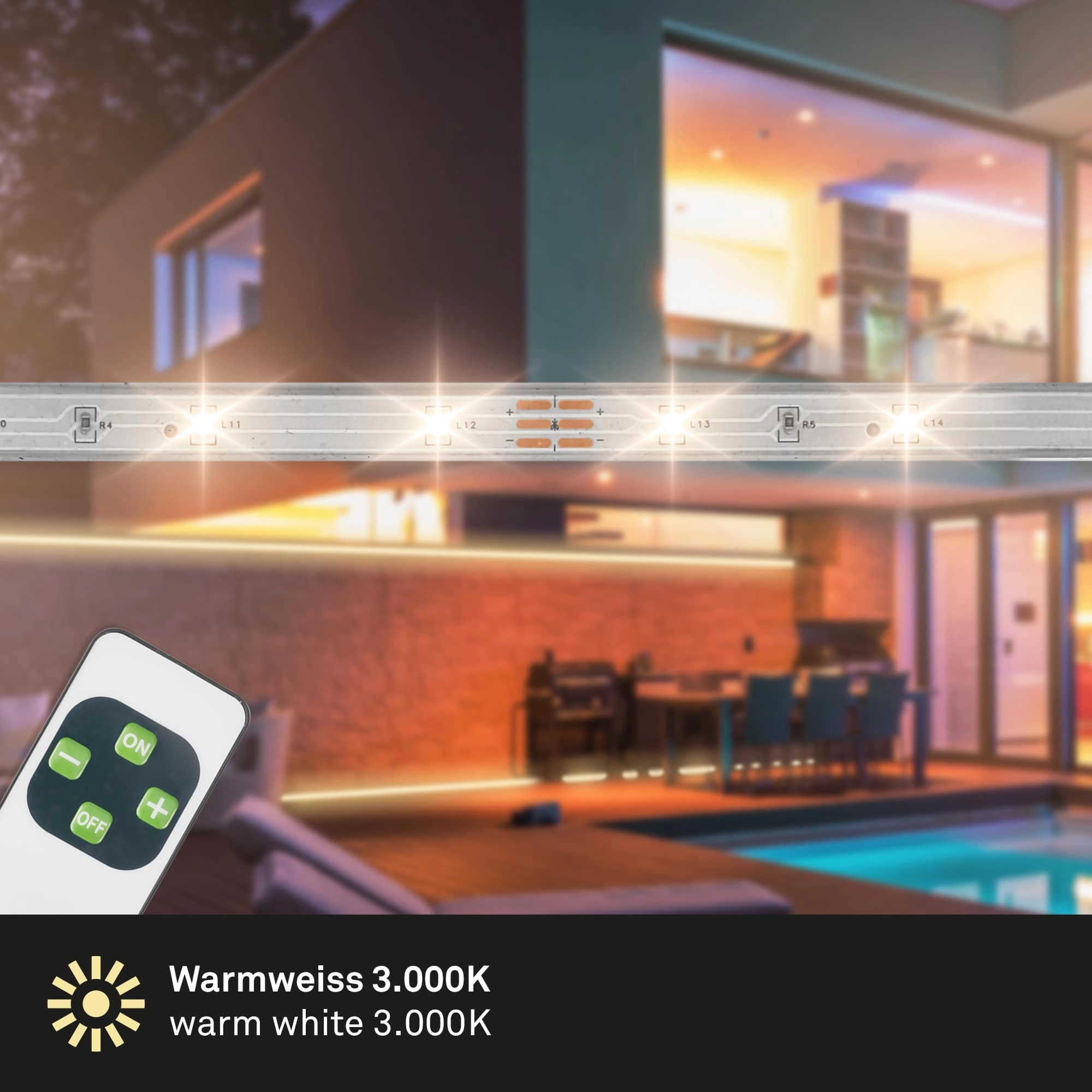 LED Streifen, 500 cm, 15W, 240lm, 3000K, IP44
