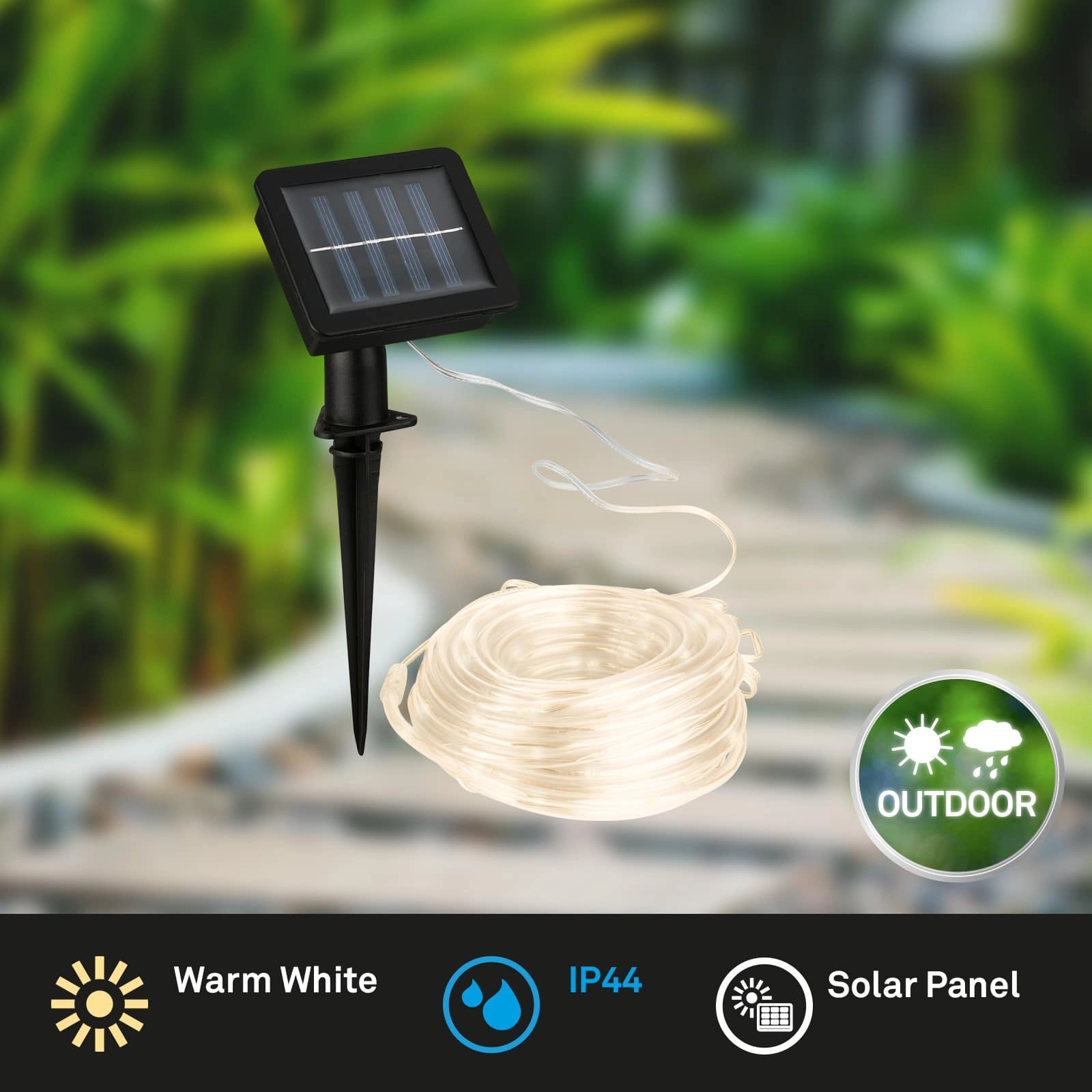 LED Streifen, 1000 cm, Solar, 3000K, transparent