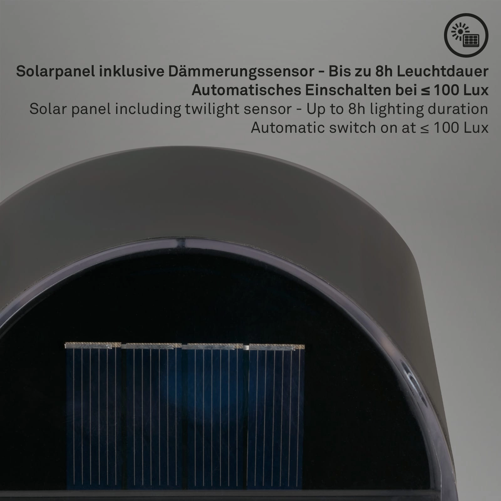 Solar LED Wandleuchte, 10 cm, anthrazit