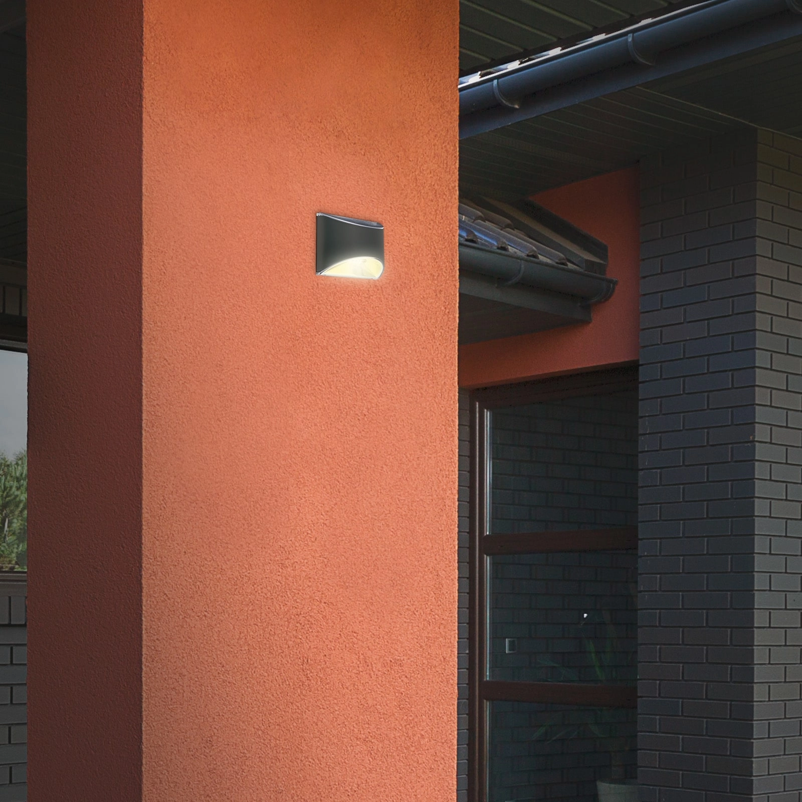 Solar LED Wandleuchte, 10 cm, anthrazit
