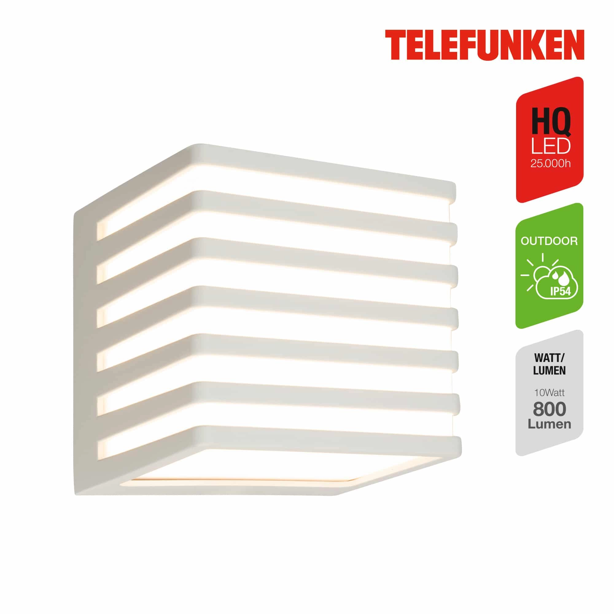 Telefunken LED Wandlampe, Spritzwasser- und Staubschutz, On/Off