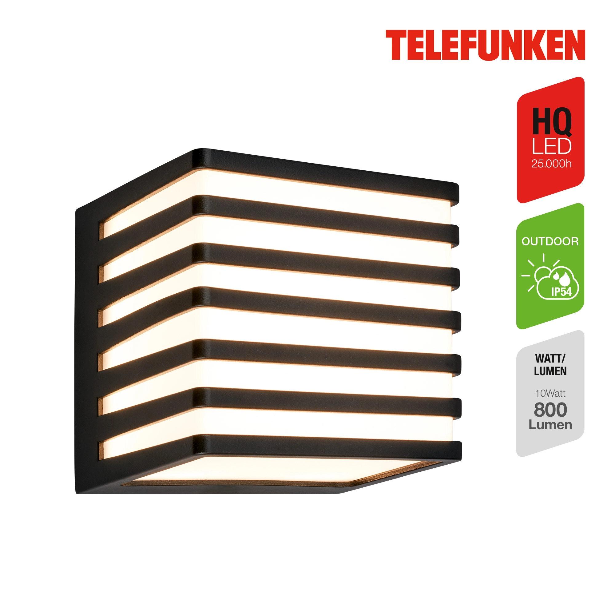 Telefunken LED Wandlampe, Spritzwasser- und Staubschutz, On/Off