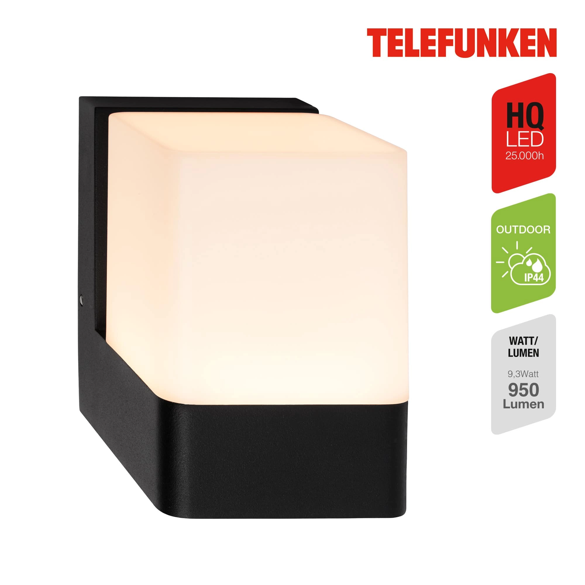 Telefunken LED Wandlampe, Spritzwasserschutz, On/Off via Wandschalter