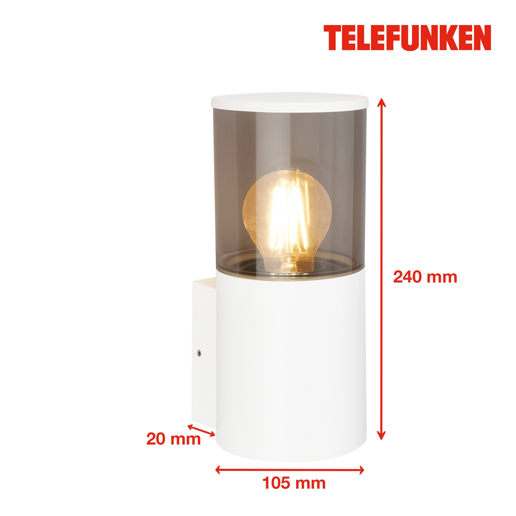 Telefunken LED Wandlampe, Spritzwasser- und Staubschutz, On/Off