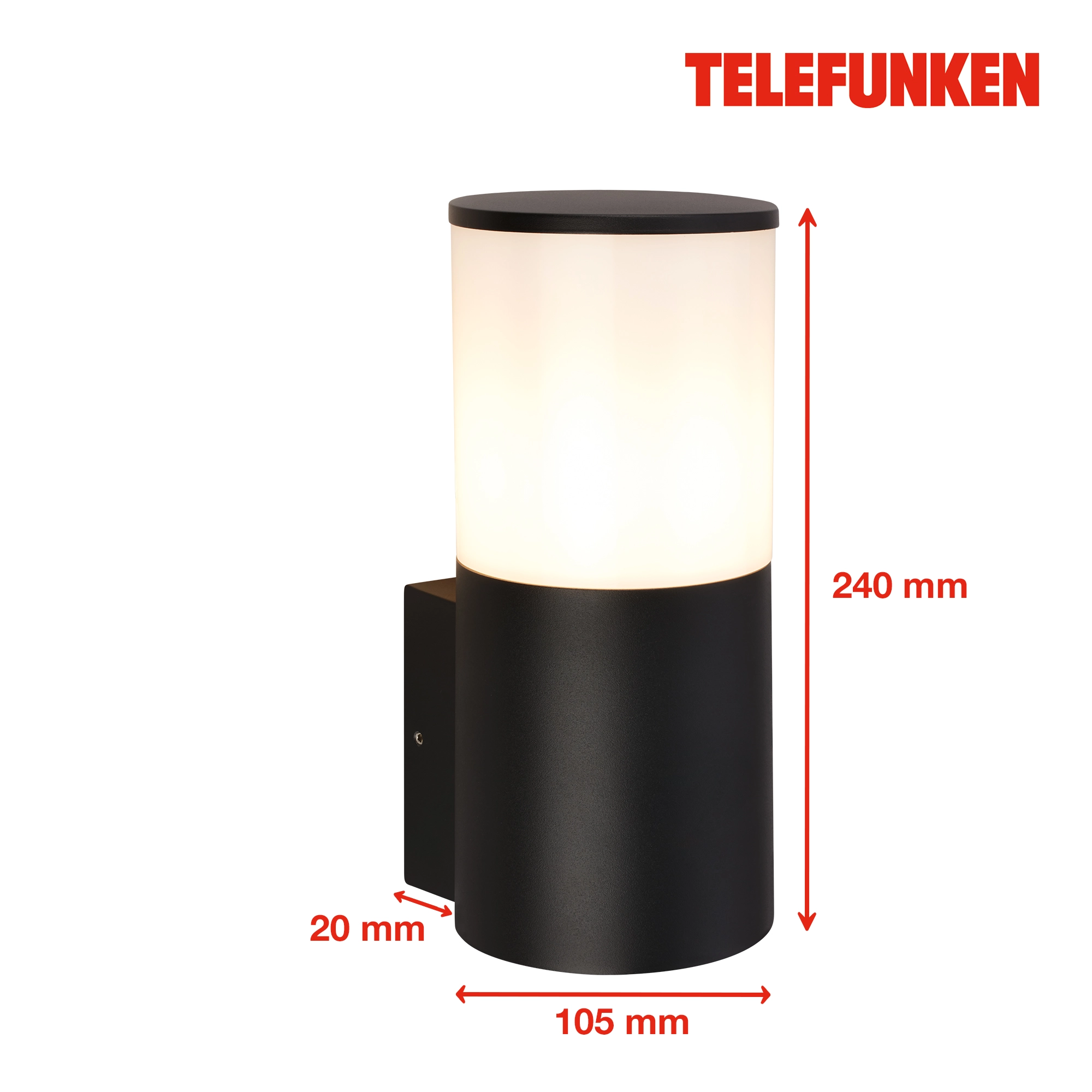 Telefunken LED Wandlampe, Spritzwasser- und Staubschutz, On/Off