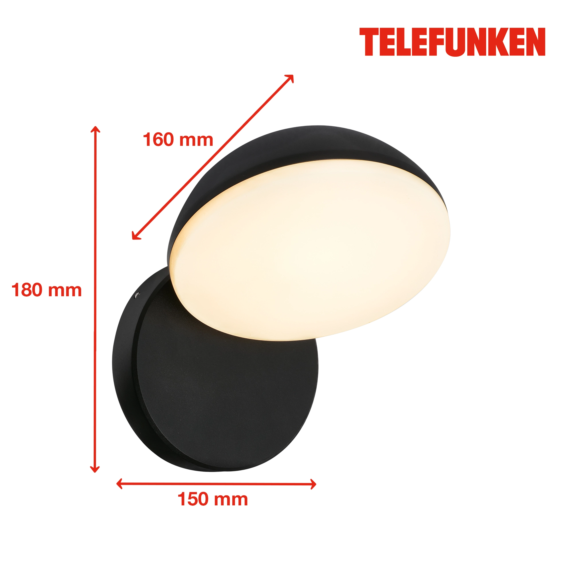 Telefunken LED Wandlampe, Spritzwasser- und Staubschutz, On/Off