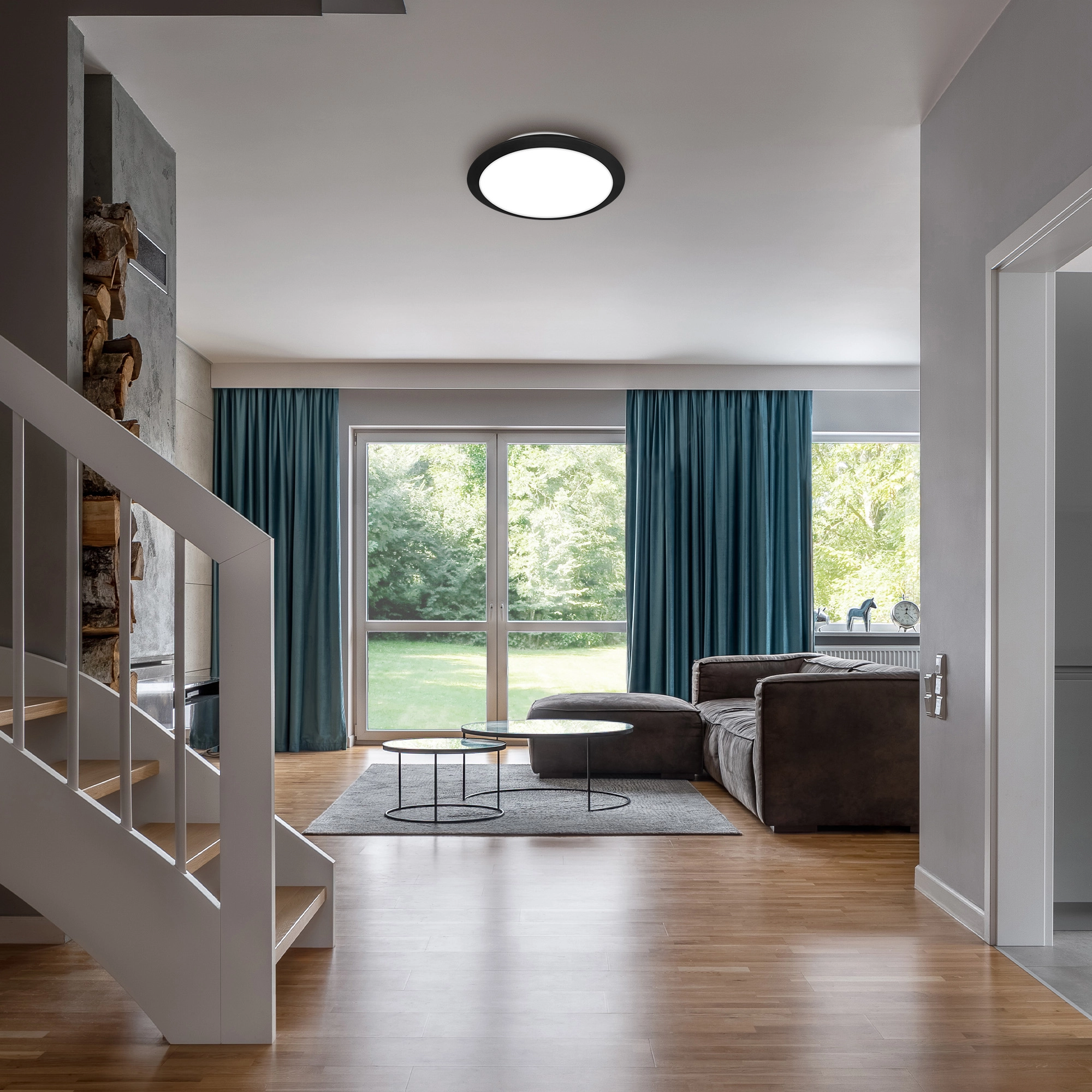 LED Deckenleuchte, 31 cm, 12W, 1250lm, schwarz