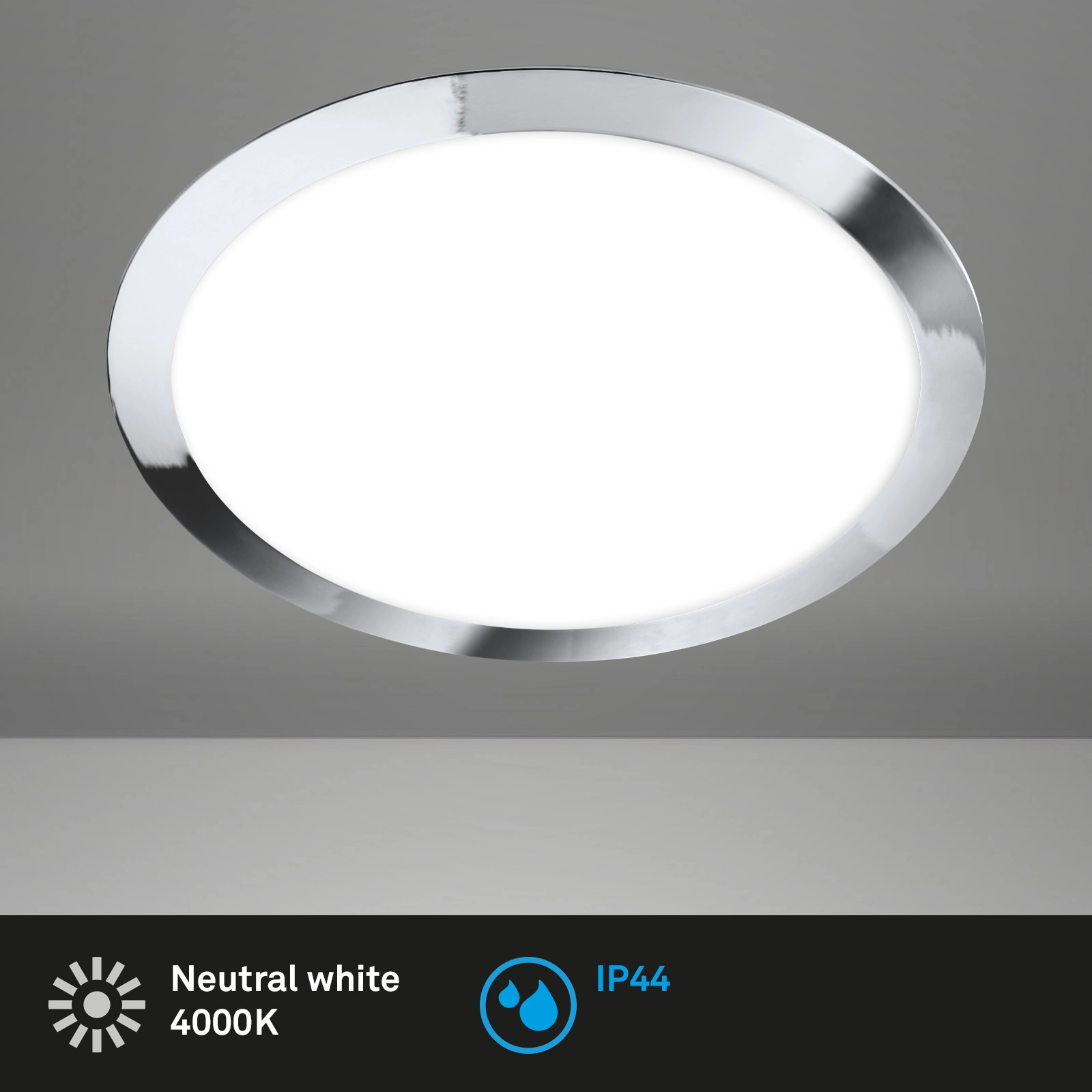 LED Deckenleuchte, 31 cm, 12W, 1250lm, chrom