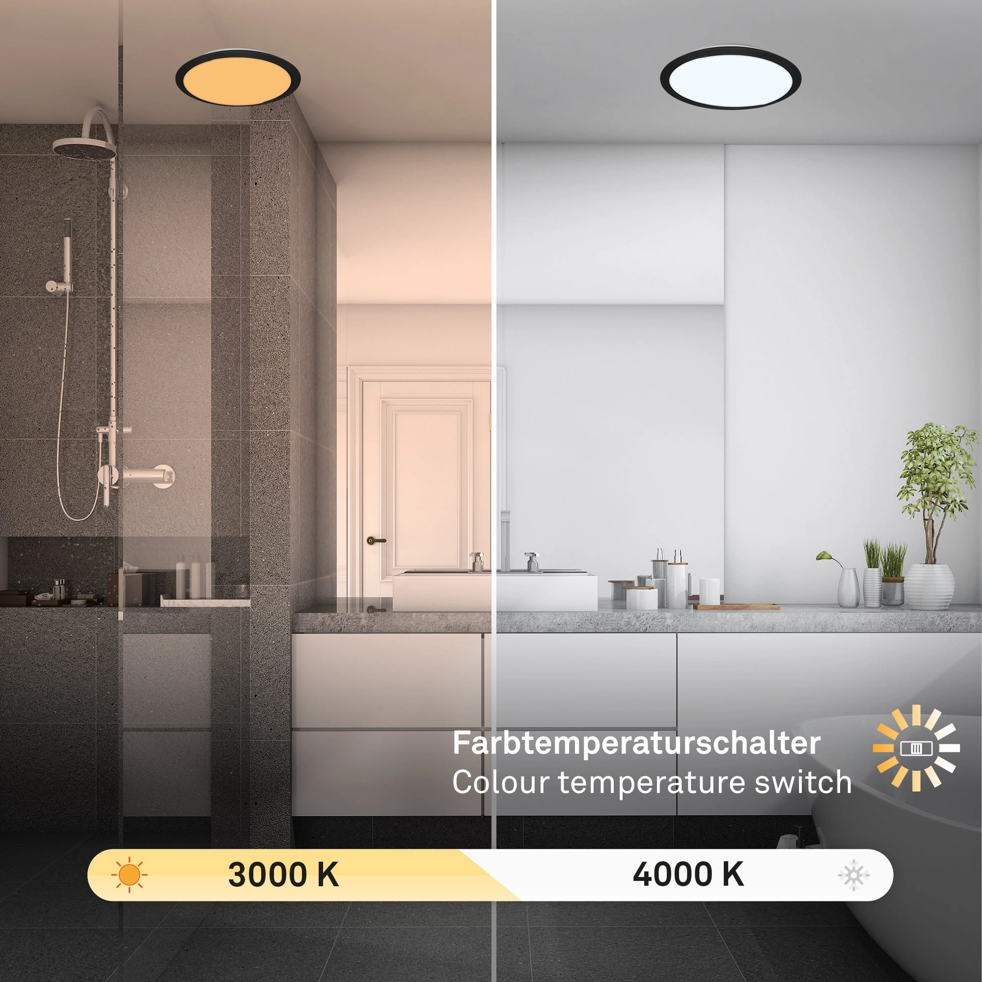 CTS Deckenleuchte, 37 cm, 21W, 2200lm, schwarz