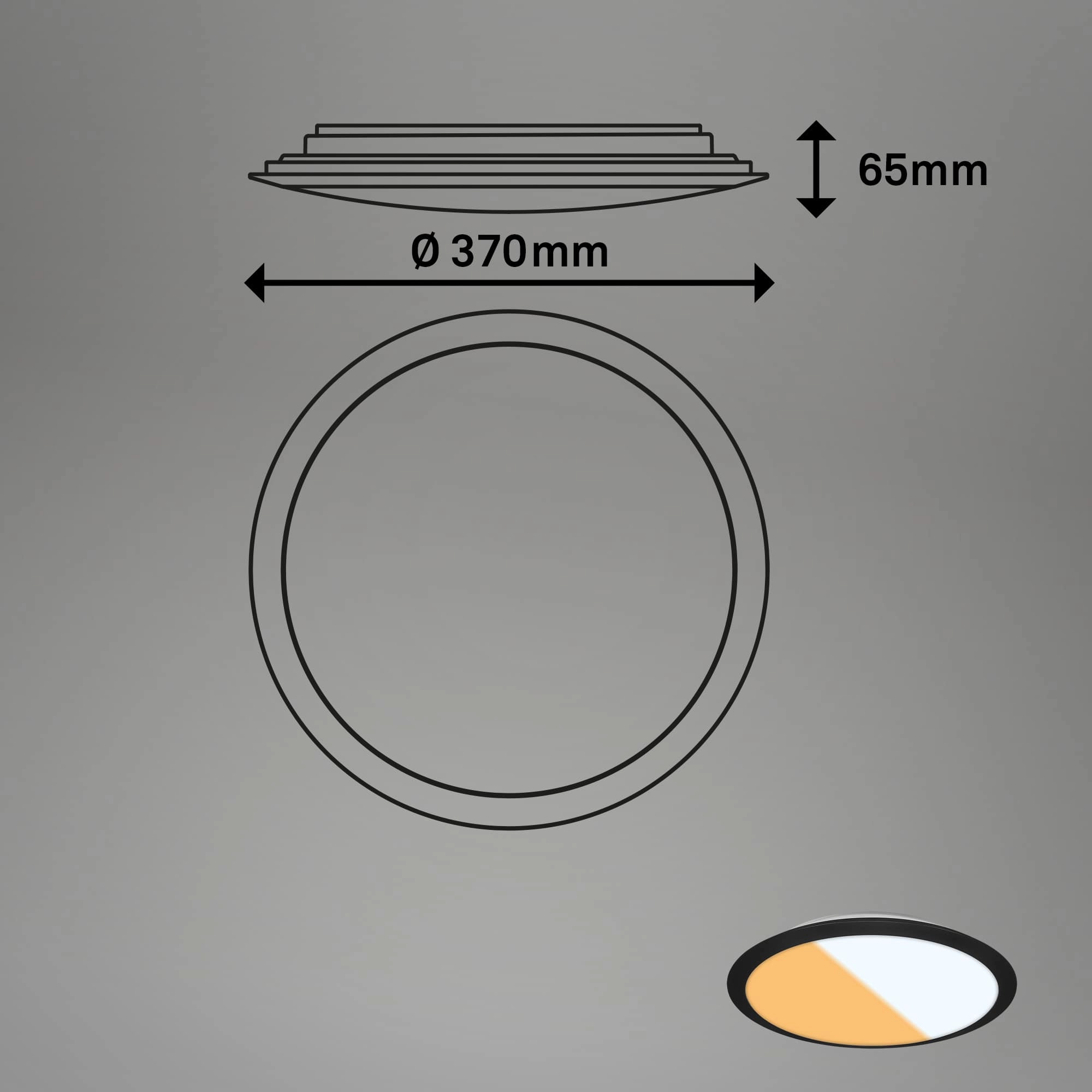 CTS Deckenleuchte, 37 cm, 21W, 2200lm, schwarz