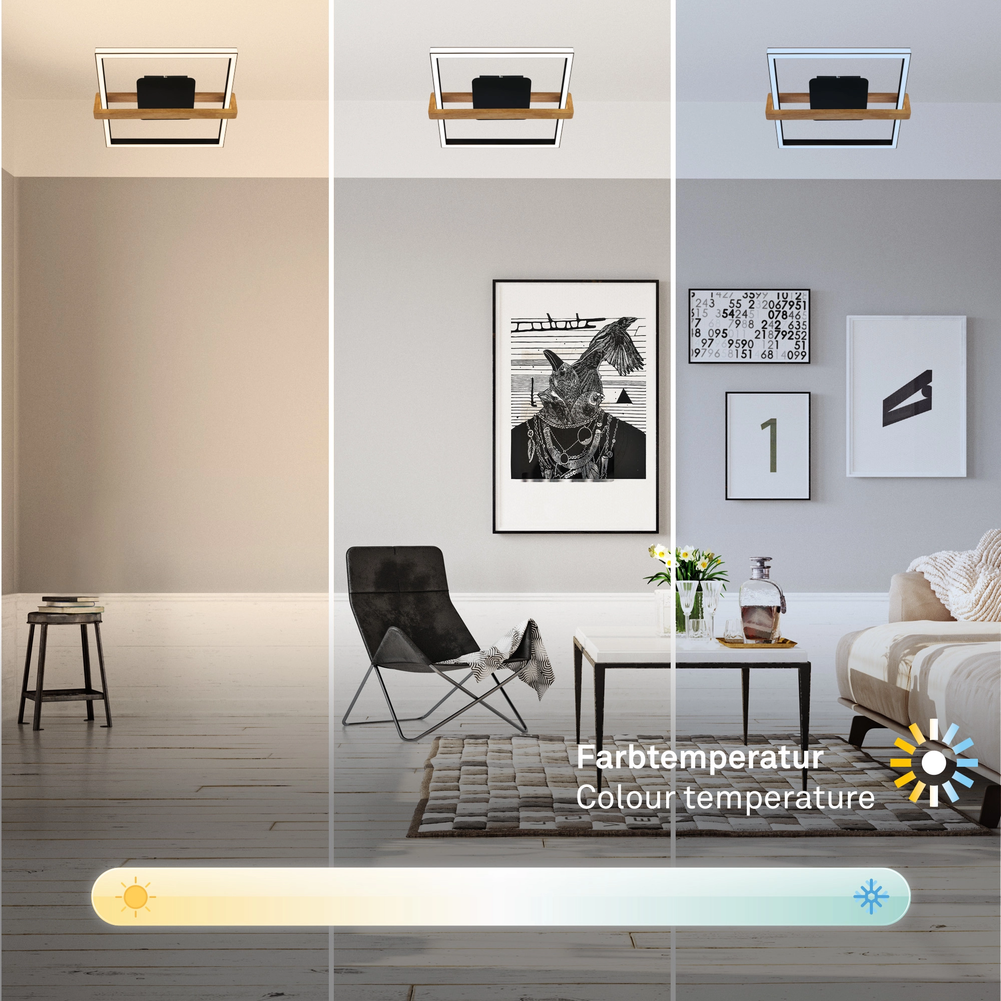 CCT Deckenleuchte, 49 cm, 40W, 4000lm, schwarz