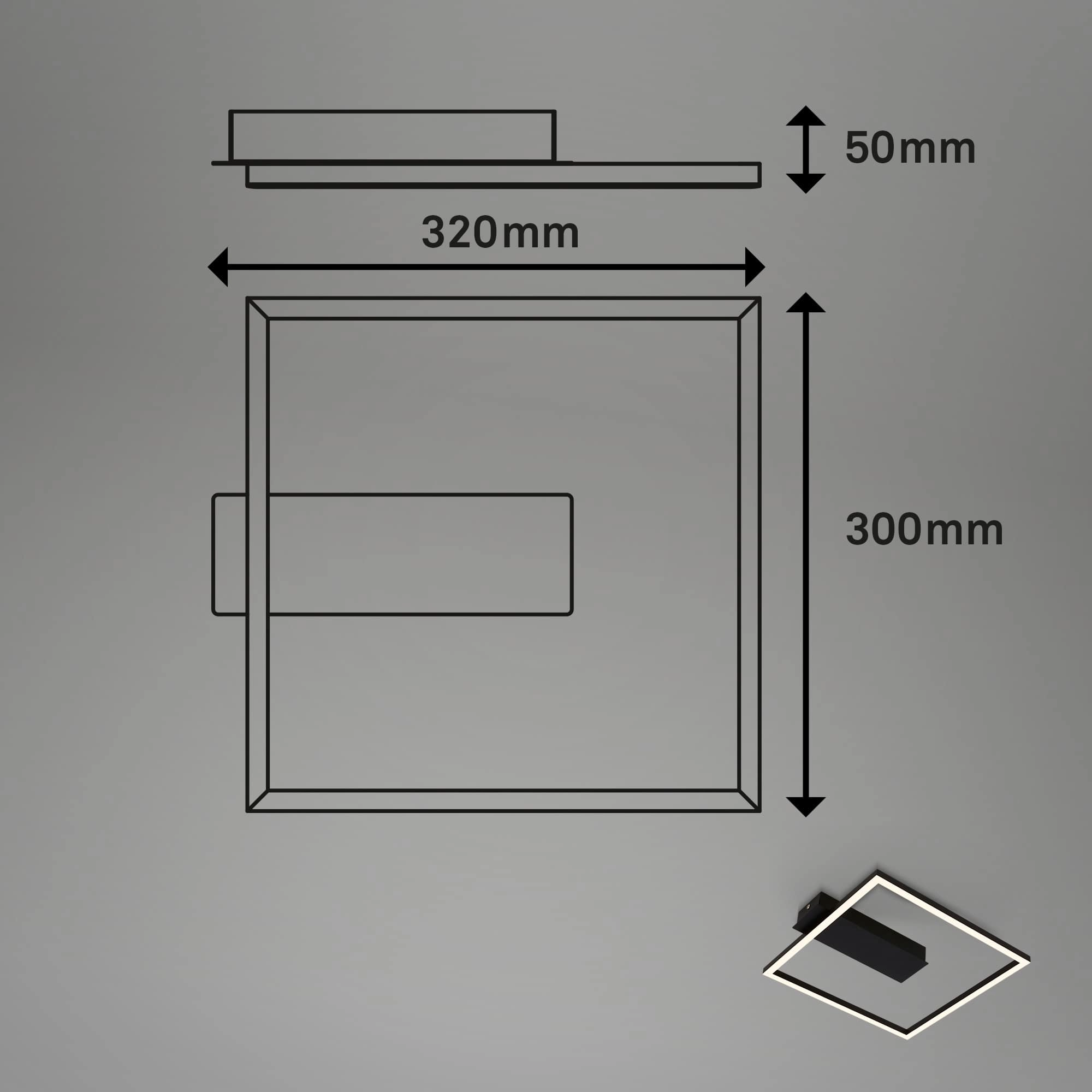 LED Deckenleuchte, 32 cm, 14W, 400lm, schwarz
